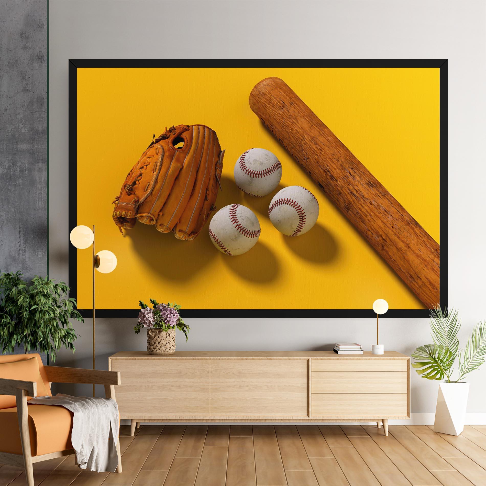 Tablou Canvas Baseball Set On Yellow mockup 9