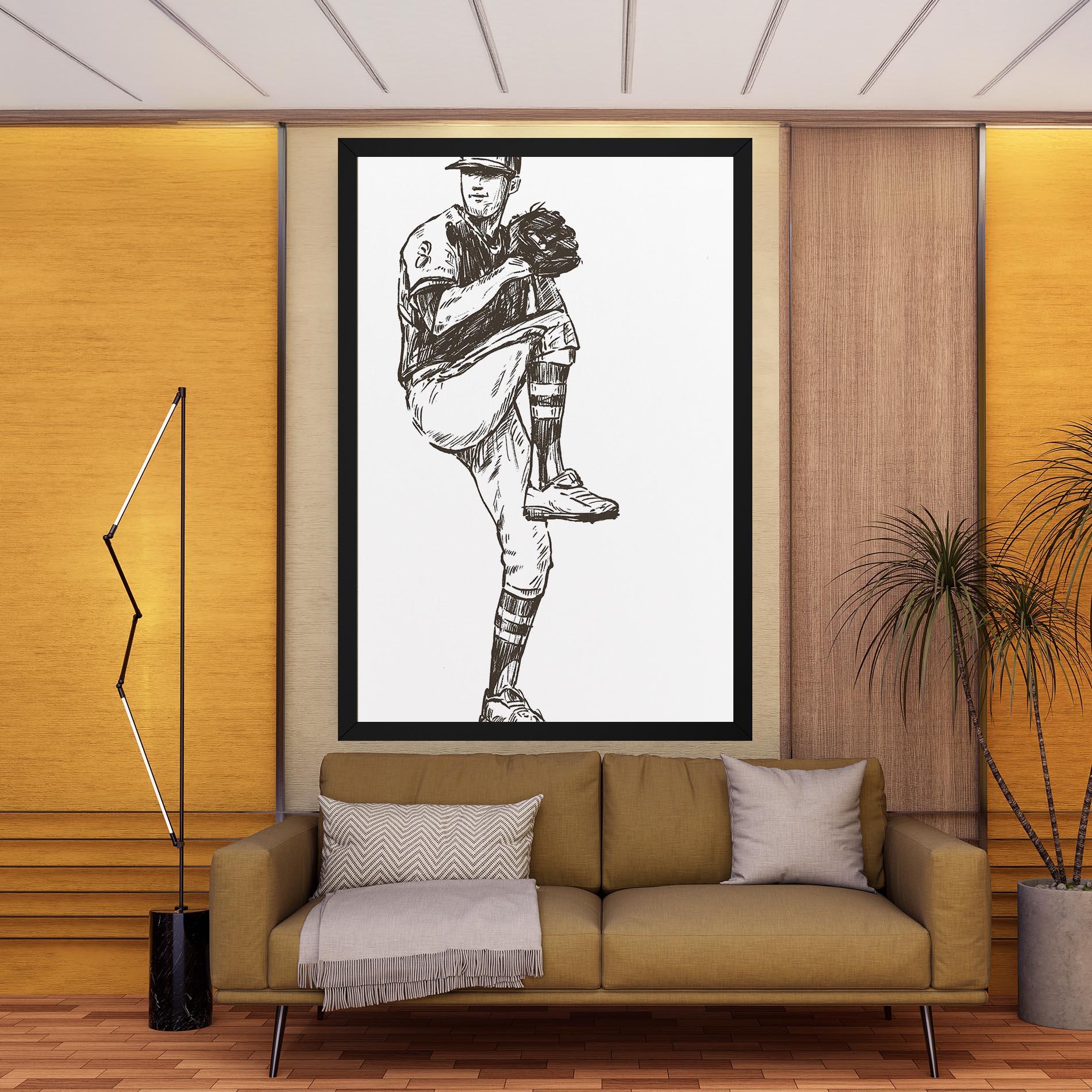 Tablou Canvas Baseball Player Line mockup 9