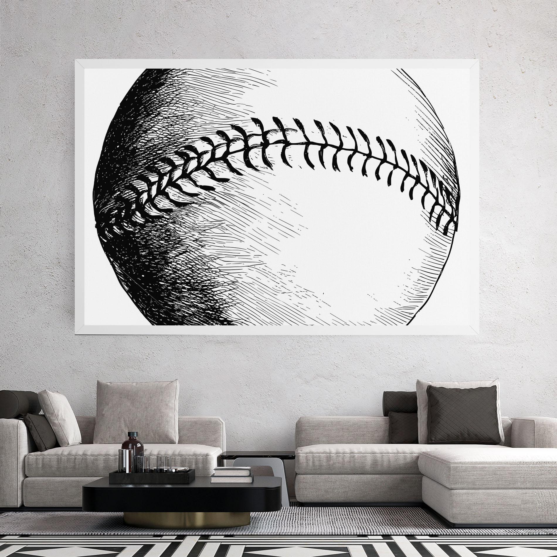 Tablou Canvas Baseball Black Line mockup 2