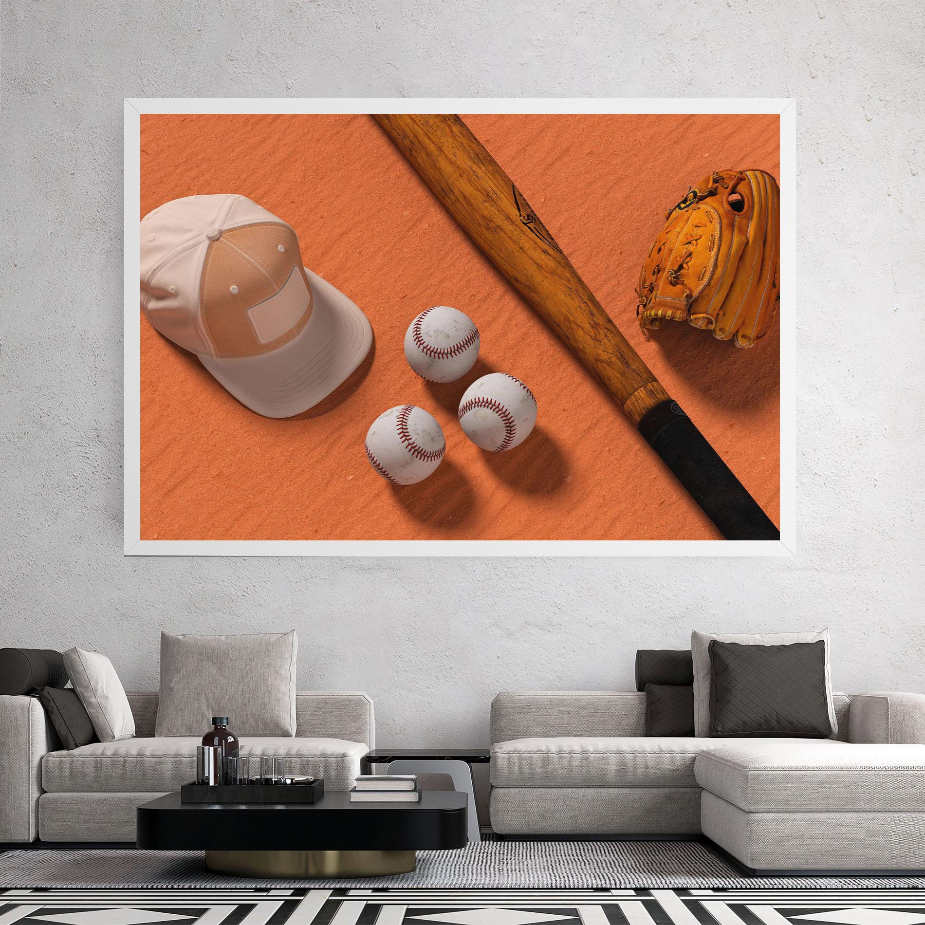 Tablou Canvas Baseball Set On Orange mockup 2