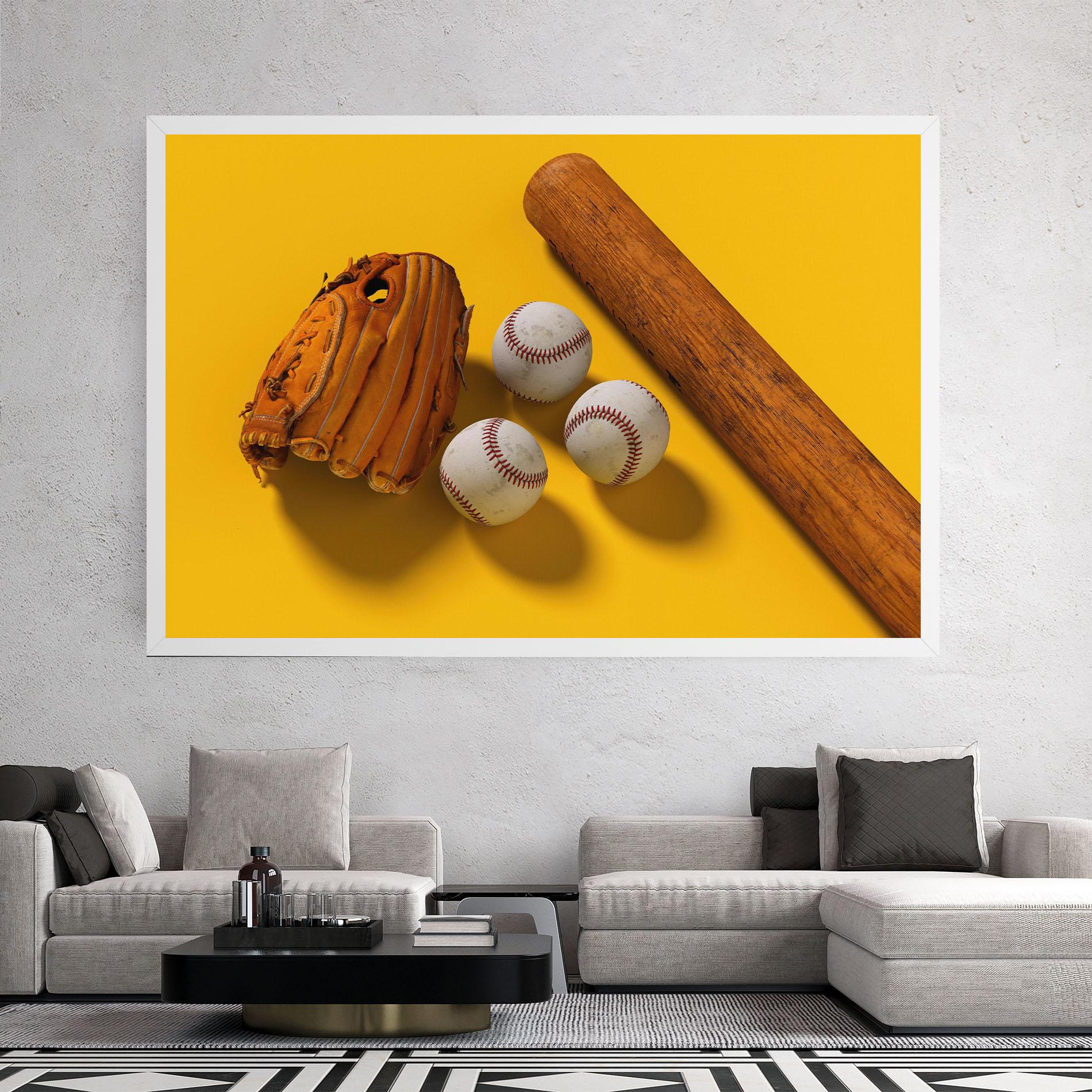 Tablou Canvas Baseball Set On Yellow mockup 2