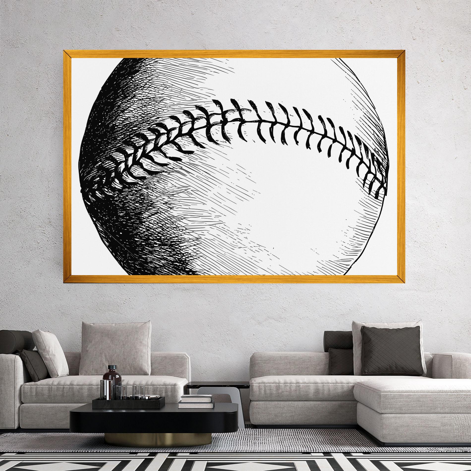 Tablou Canvas Baseball Black Line mockup 2