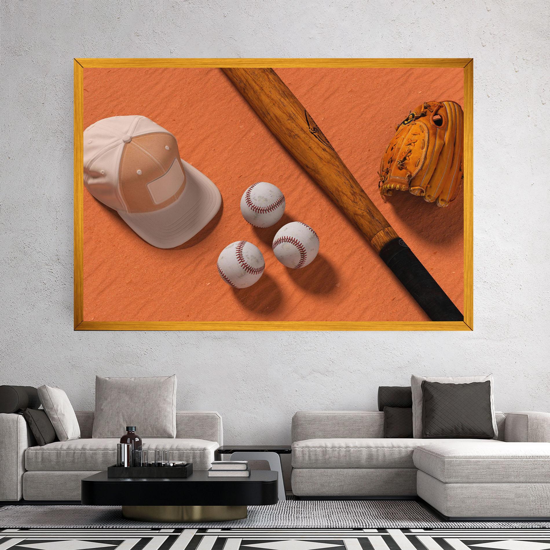 Tablou Canvas Baseball Set On Orange mockup 2