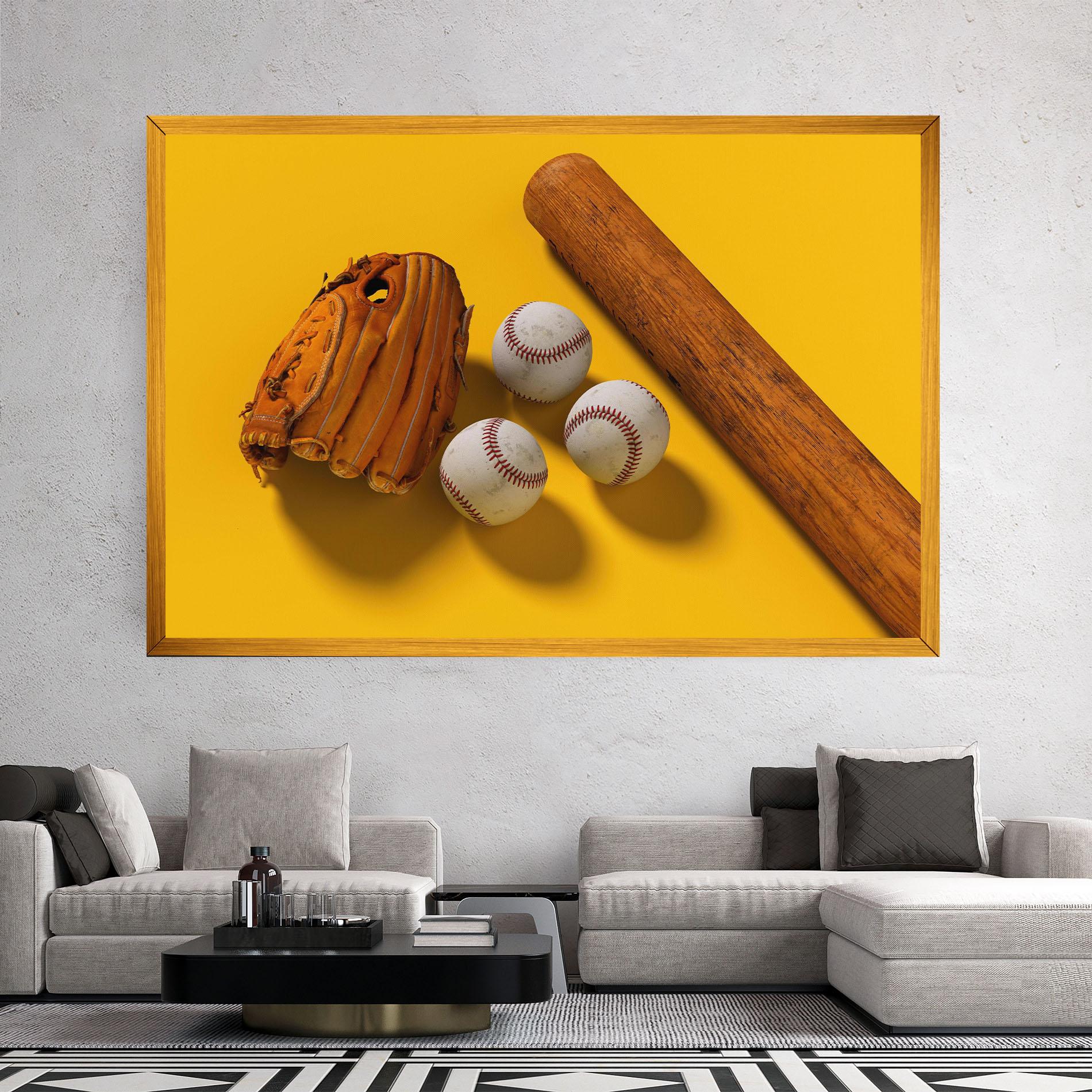 Tablou Canvas Baseball Set On Yellow mockup 2