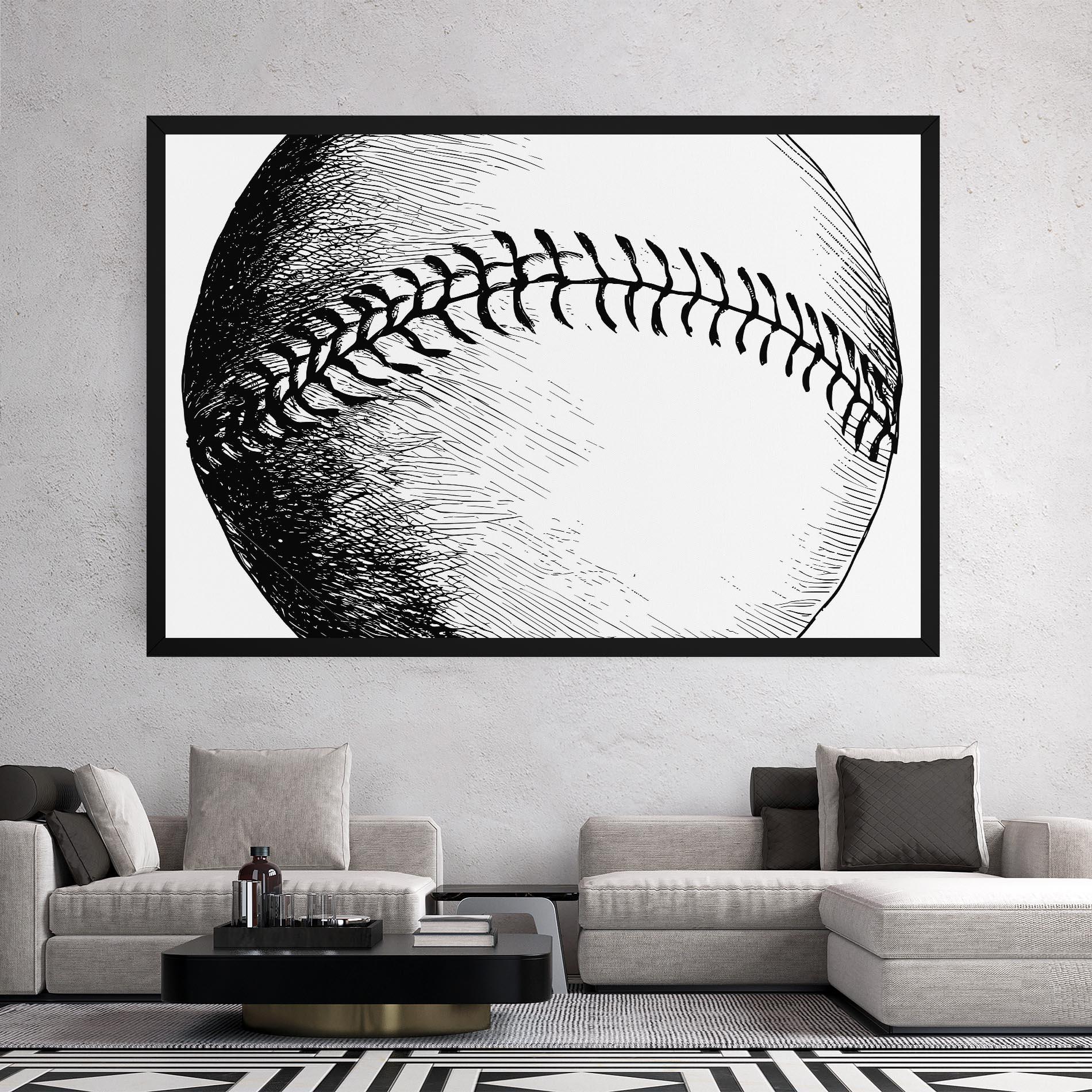 Tablou Canvas Baseball Black Line mockup 2