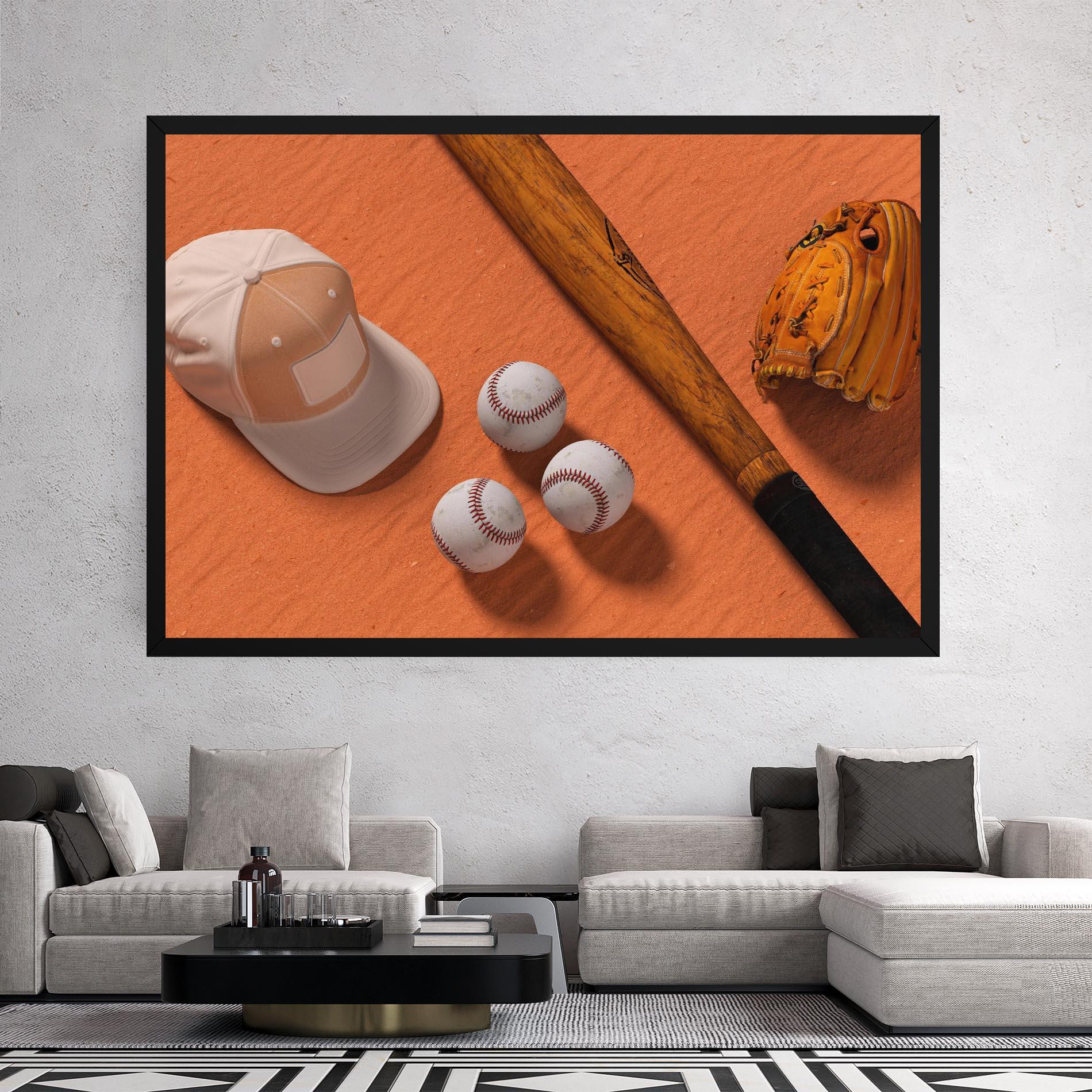 Tablou Canvas Baseball Set On Orange mockup 2