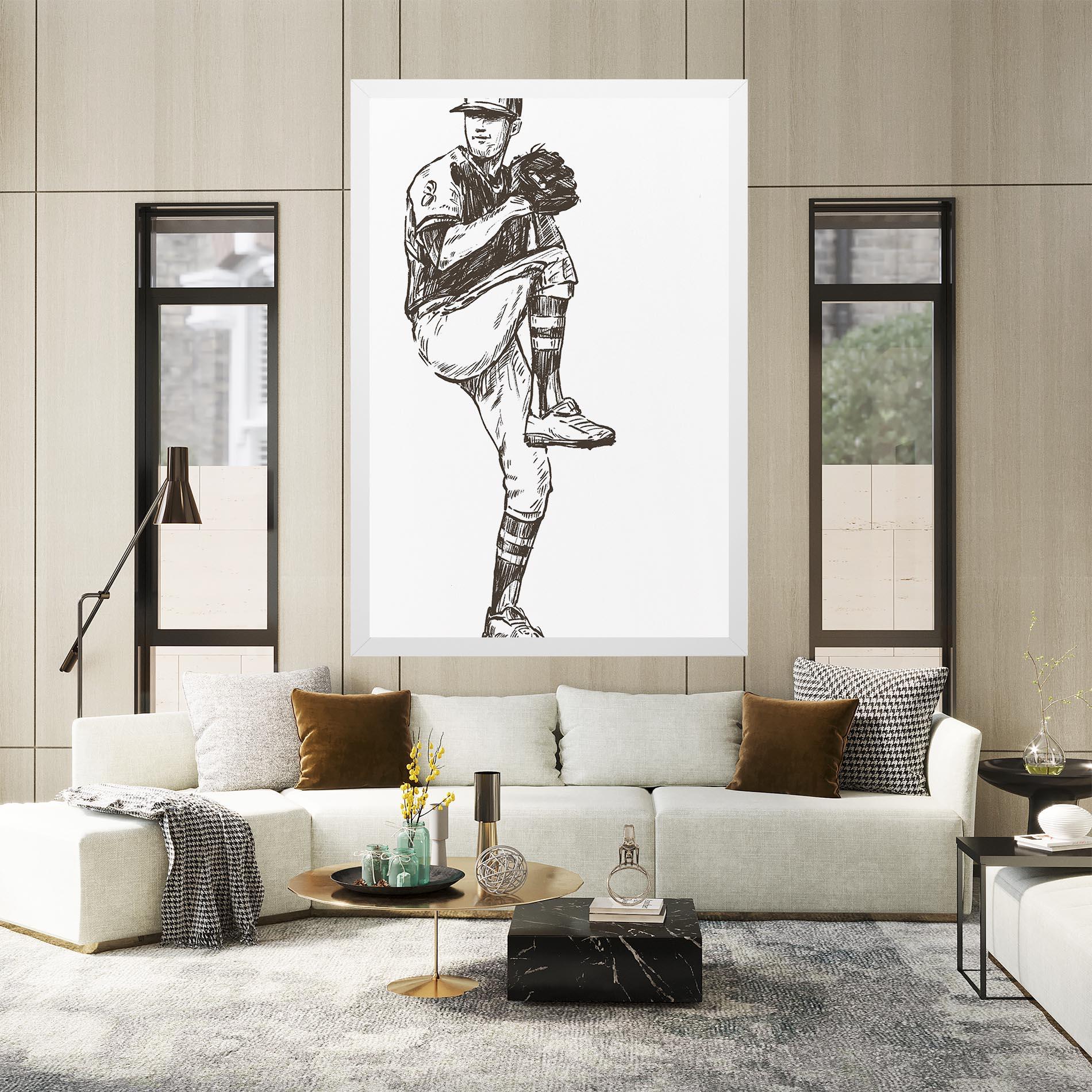 Tablou Canvas Baseball Player Line mockup 2