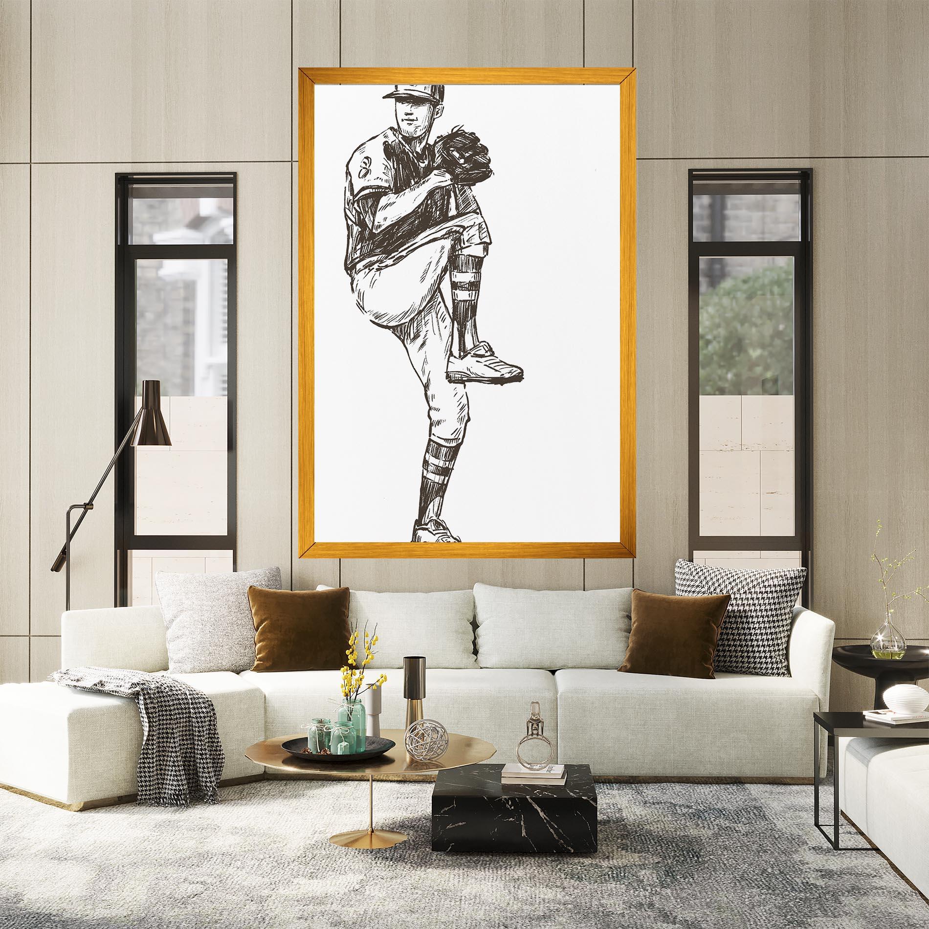 Tablou Canvas Baseball Player Line mockup 2