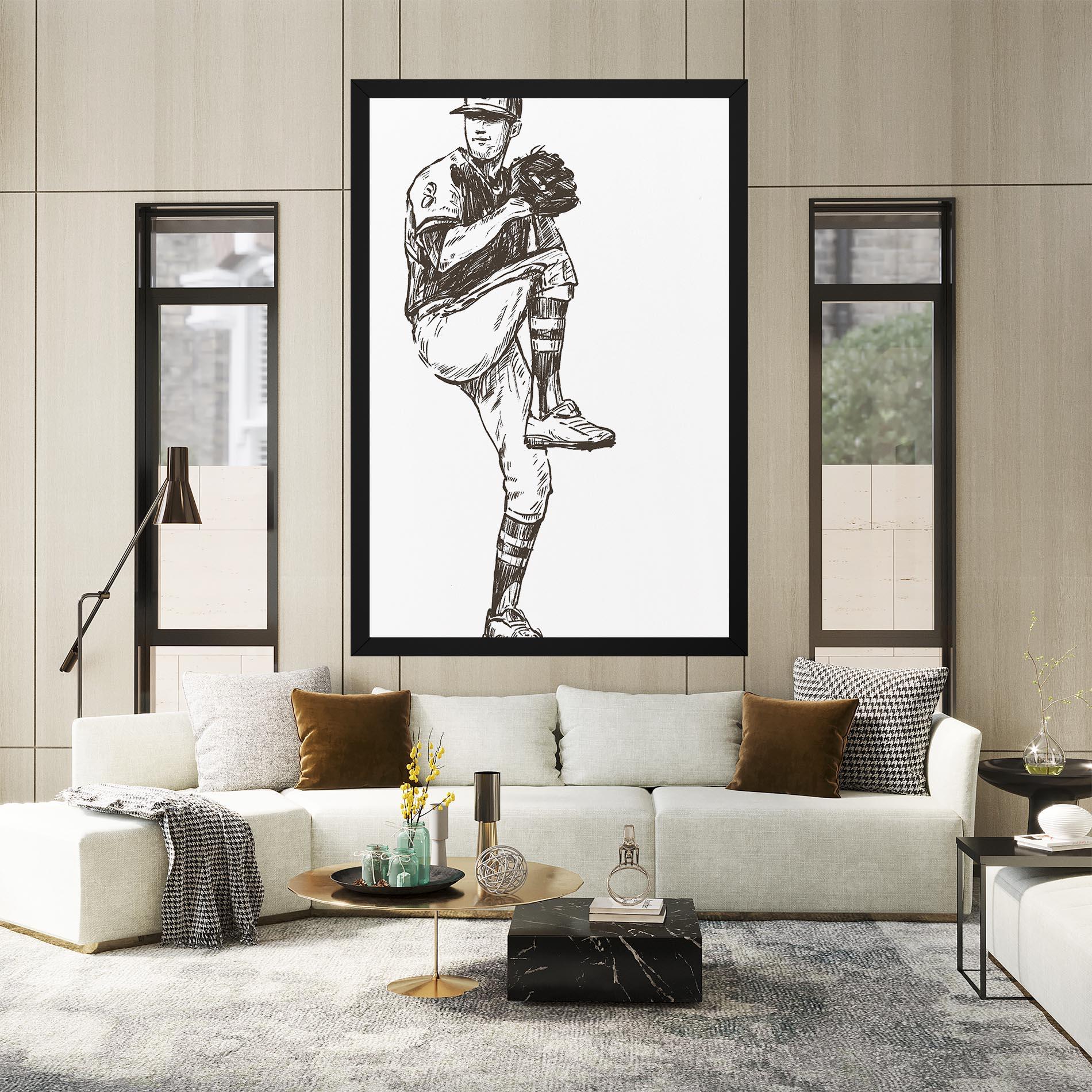 Tablou Canvas Baseball Player Line mockup 2