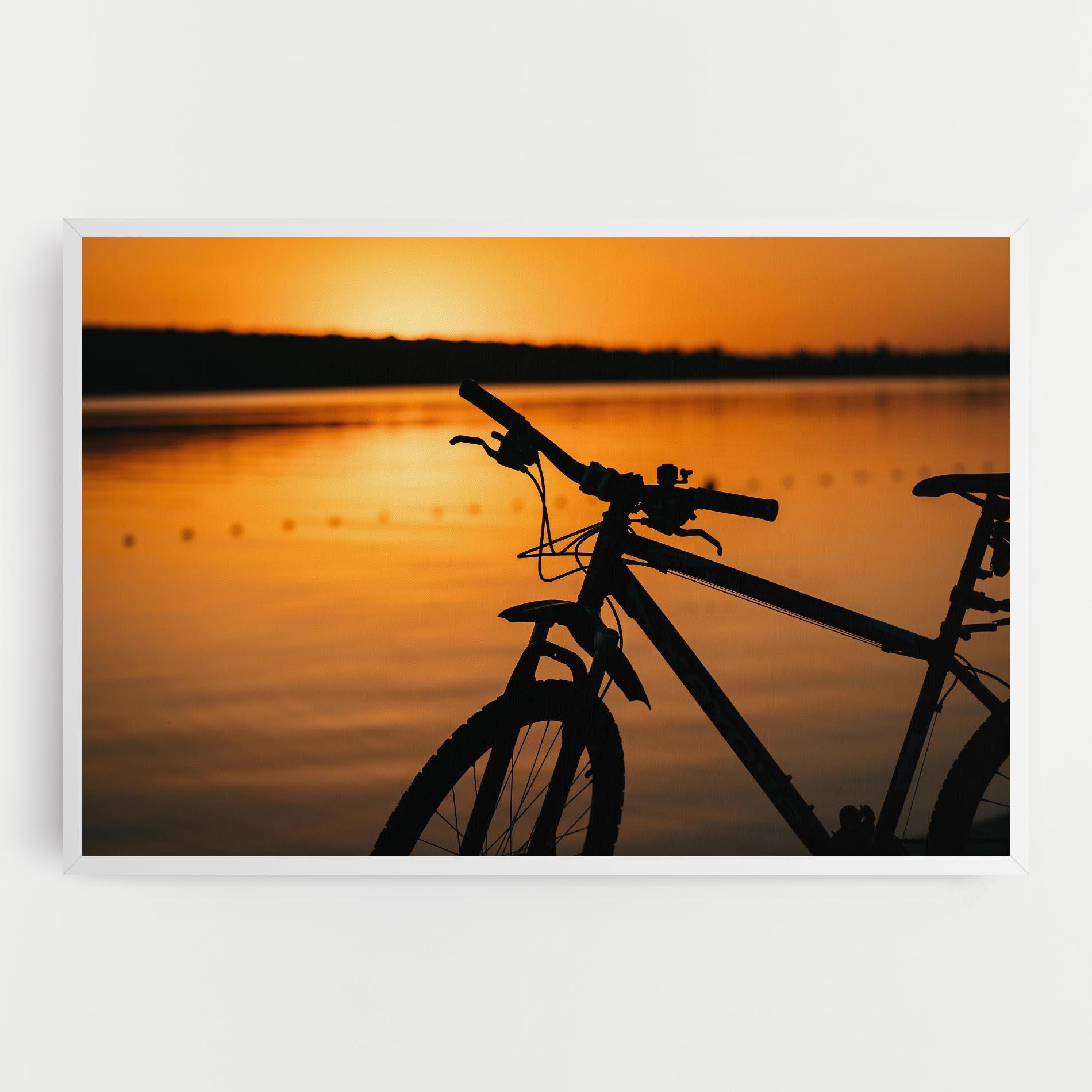 Tablou Canvas Sunset Lake Bike mockup 0