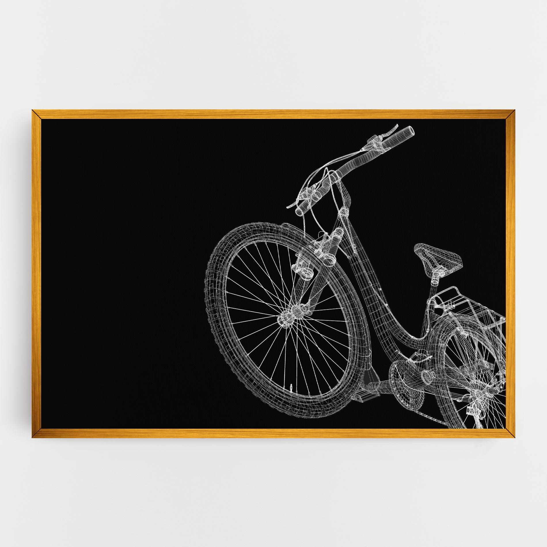 Tablou Canvas 3d Bike Model On Black mockup 0