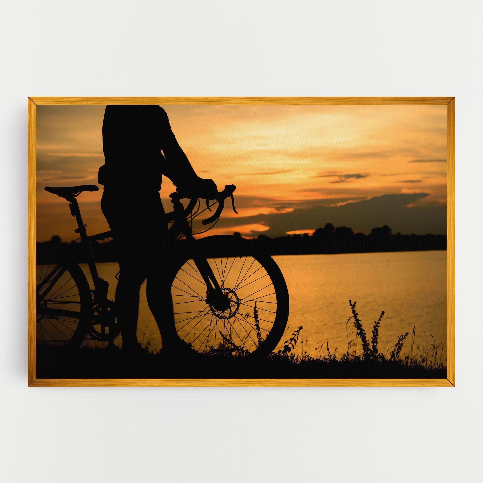 Tablou Canvas Bicycle Sunset Silhouette mockup 0