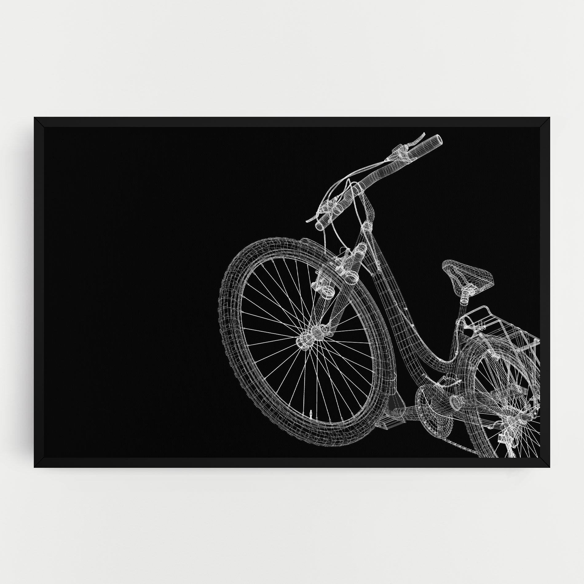 Tablou Canvas 3d Bike Model On Black mockup 0