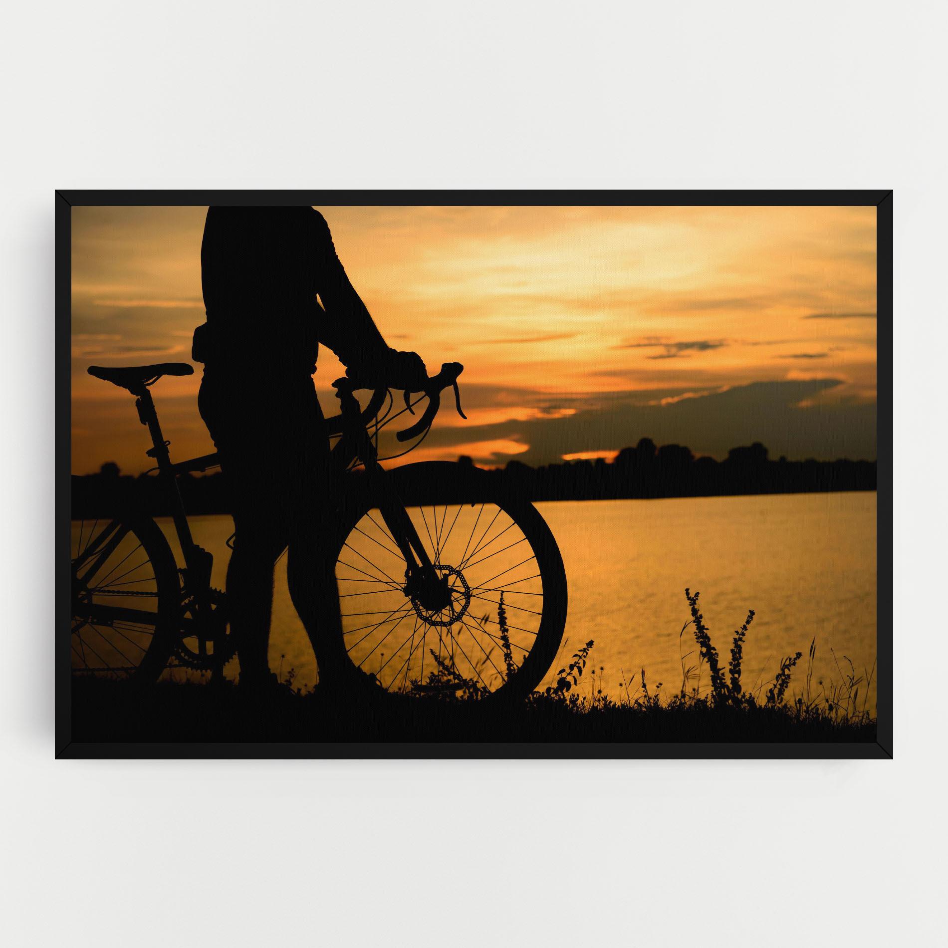 Tablou Canvas Bicycle Sunset Silhouette mockup 0