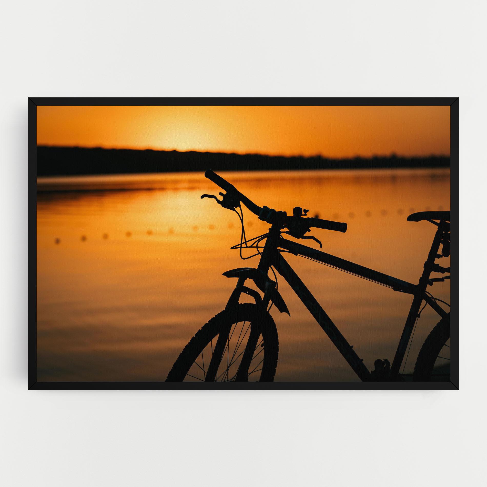 Tablou Canvas Sunset Lake Bike mockup 0
