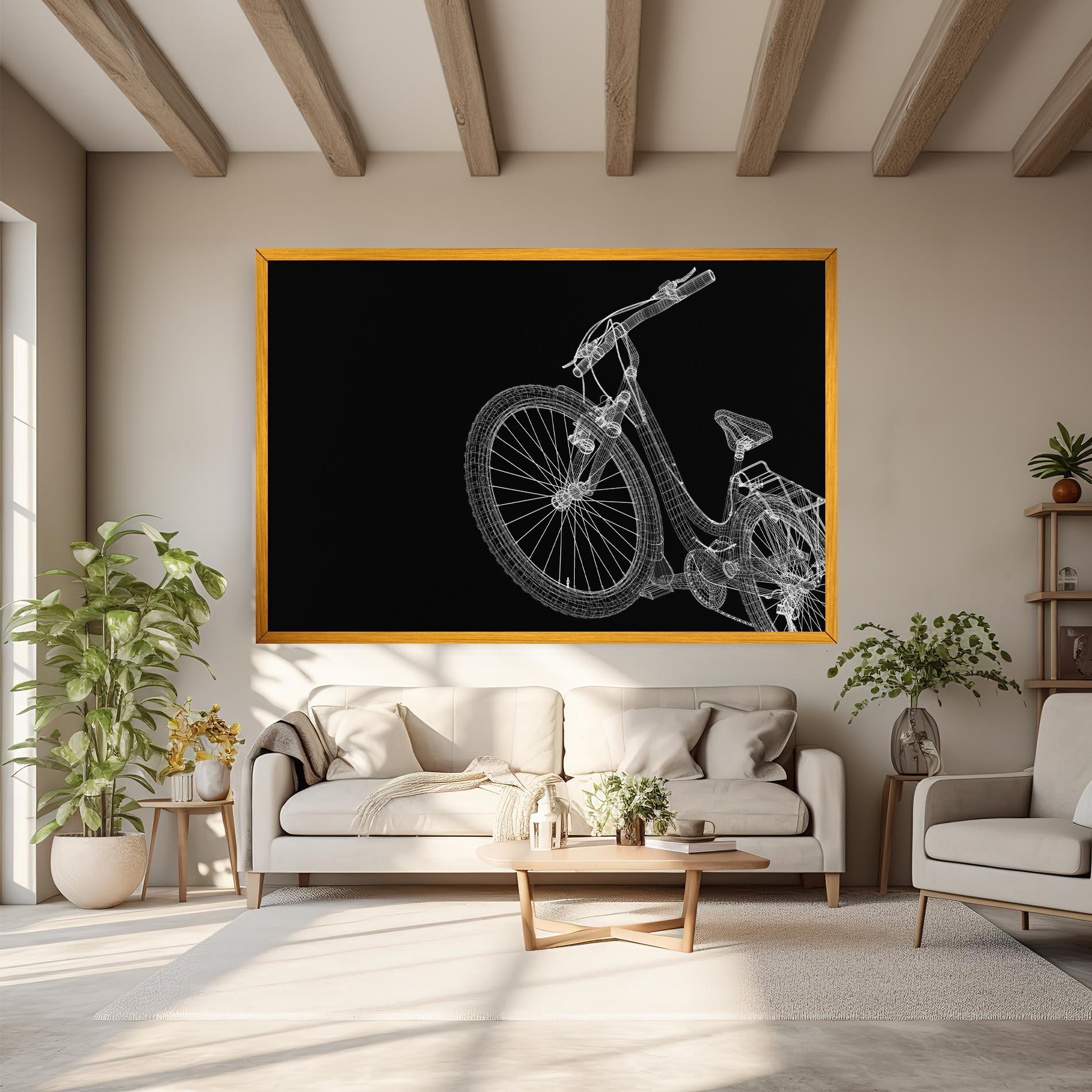 Tablou Canvas 3d Bike Model On Black mockup 6