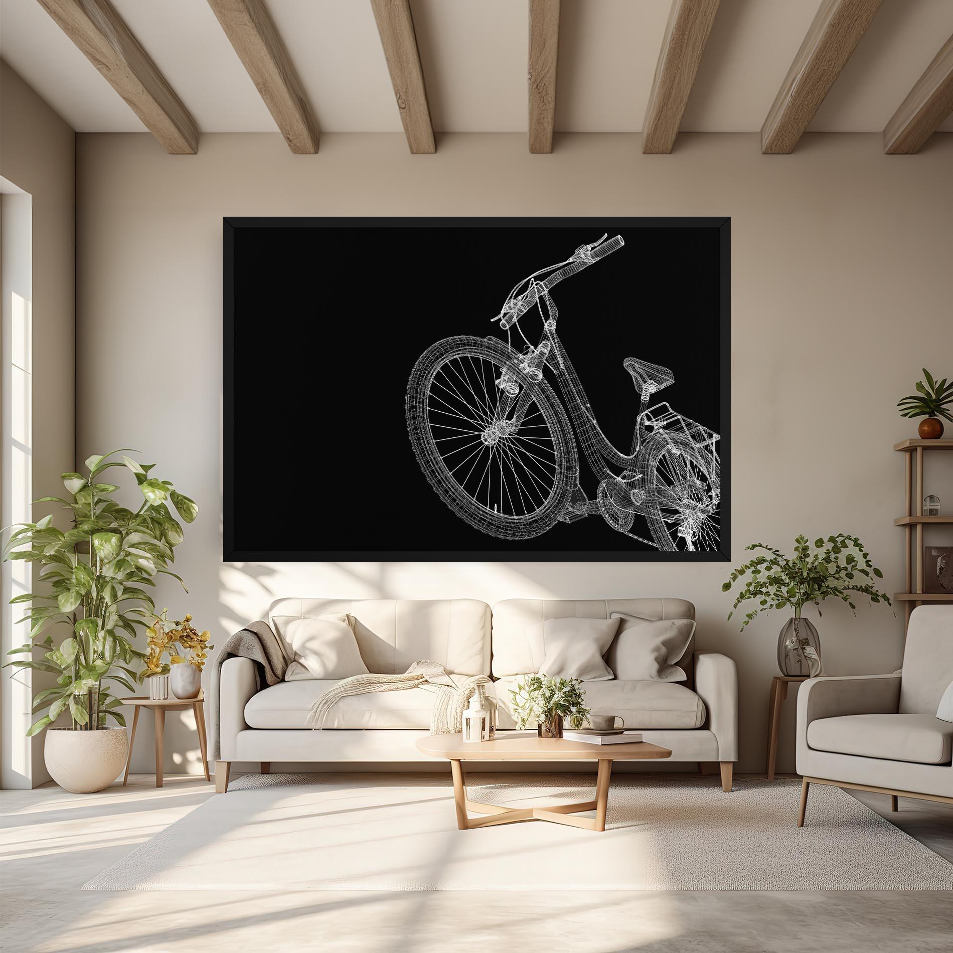 Tablou Canvas 3d Bike Model On Black mockup 6