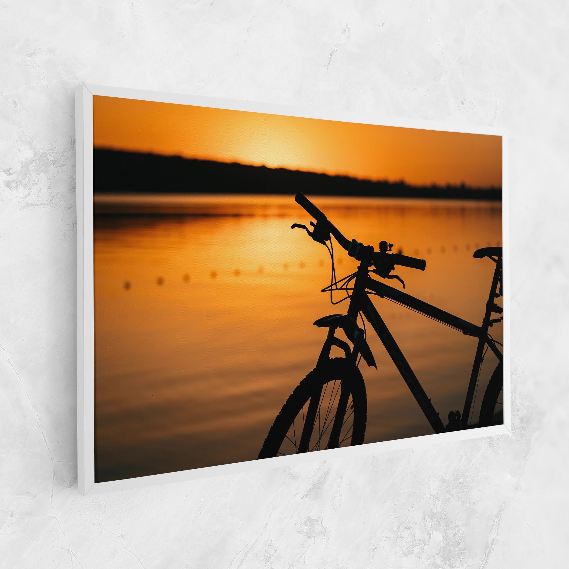 Tablou Canvas Sunset Lake Bike mockup 1