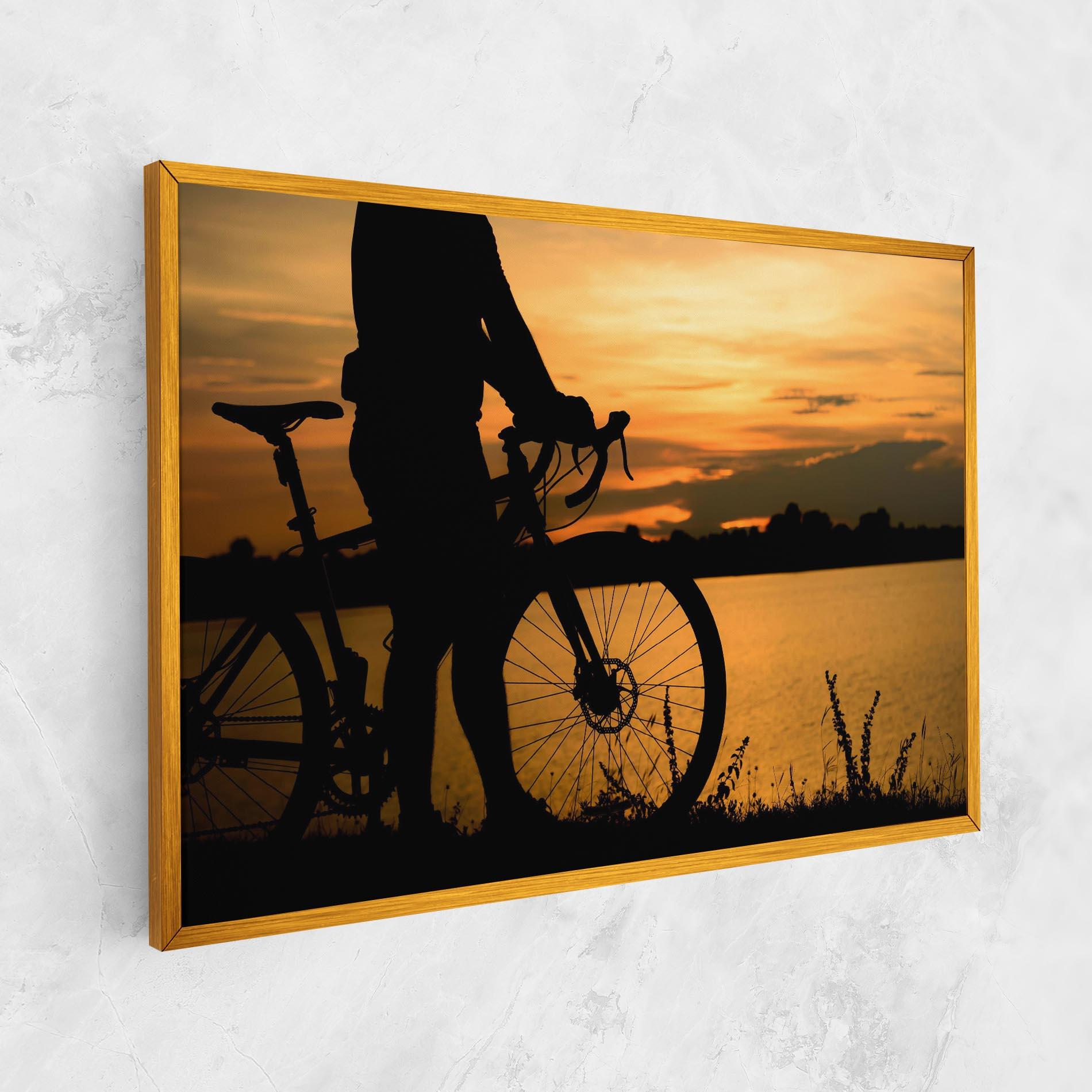 Tablou Canvas Bicycle Sunset Silhouette mockup 1