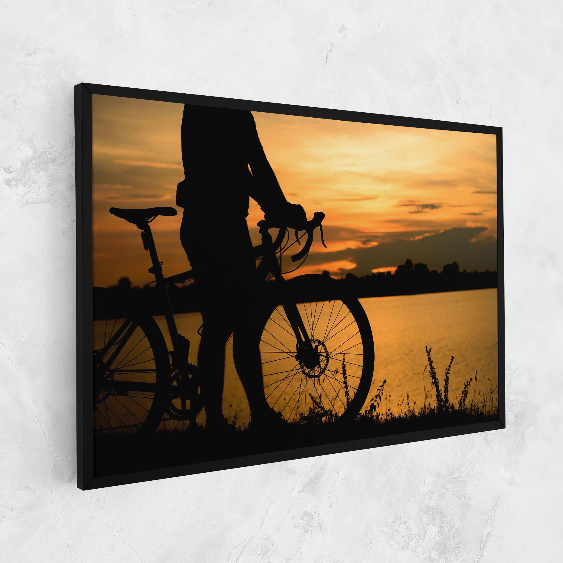 Tablou Canvas Bicycle Sunset Silhouette mockup 1