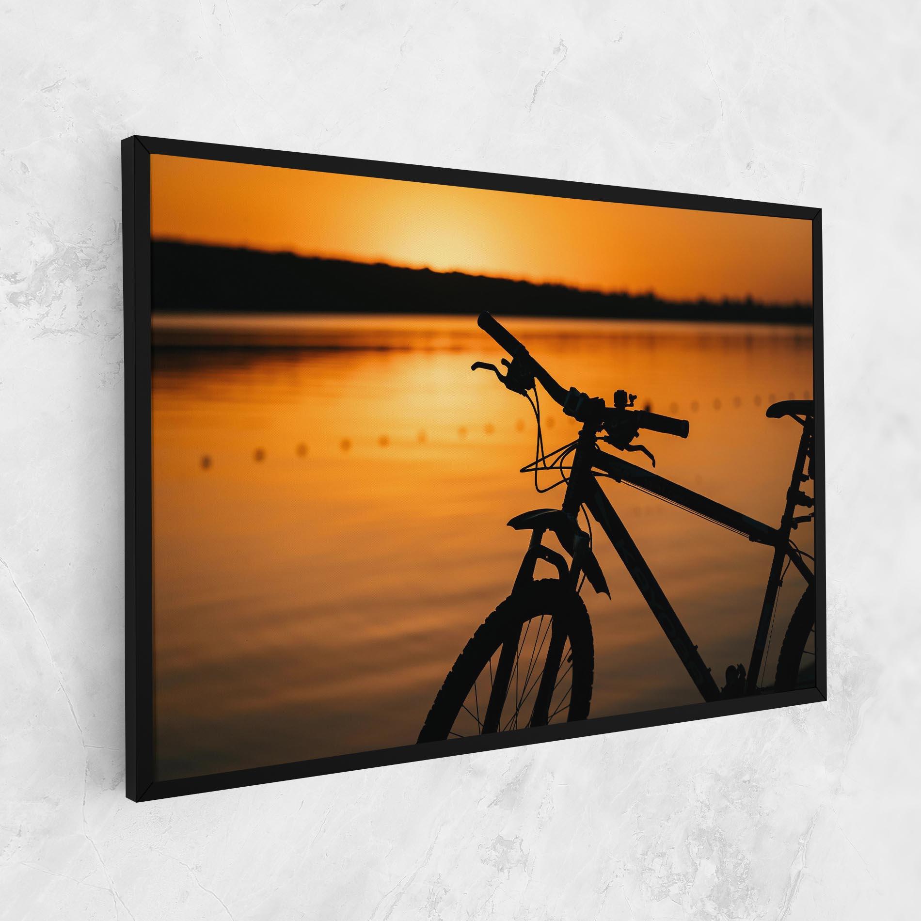 Tablou Canvas Sunset Lake Bike mockup 1