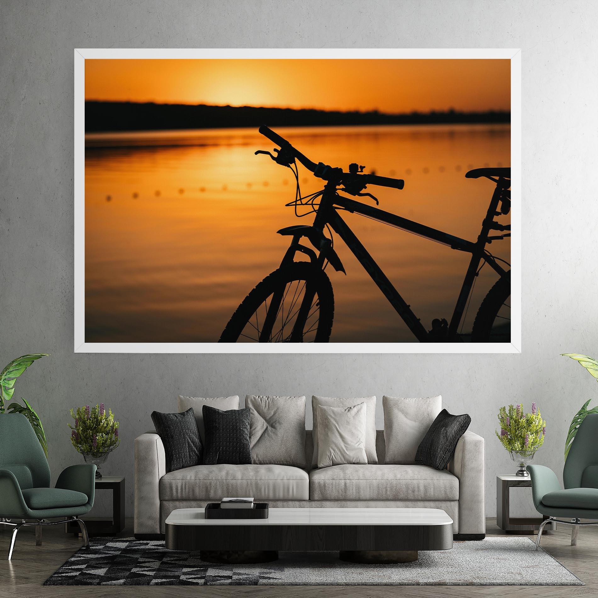 Tablou Canvas Sunset Lake Bike mockup 7