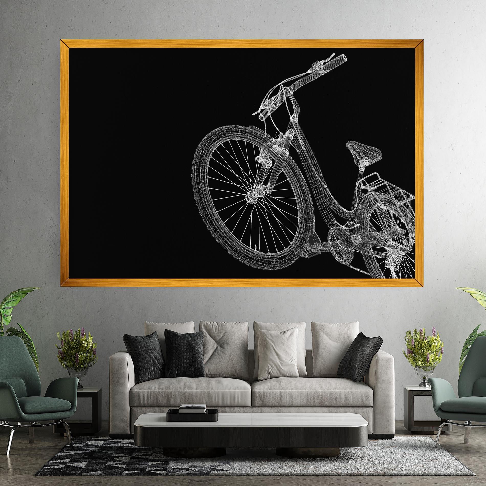 Tablou Canvas 3d Bike Model On Black mockup 7
