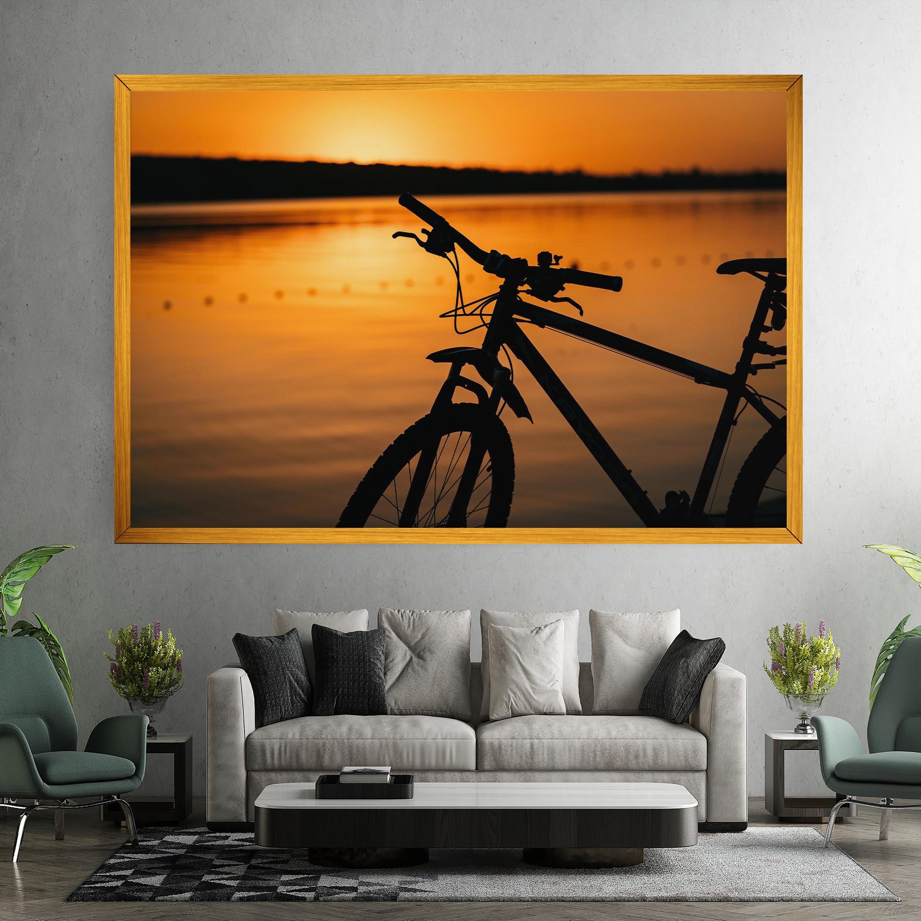 Tablou Canvas Sunset Lake Bike mockup 7