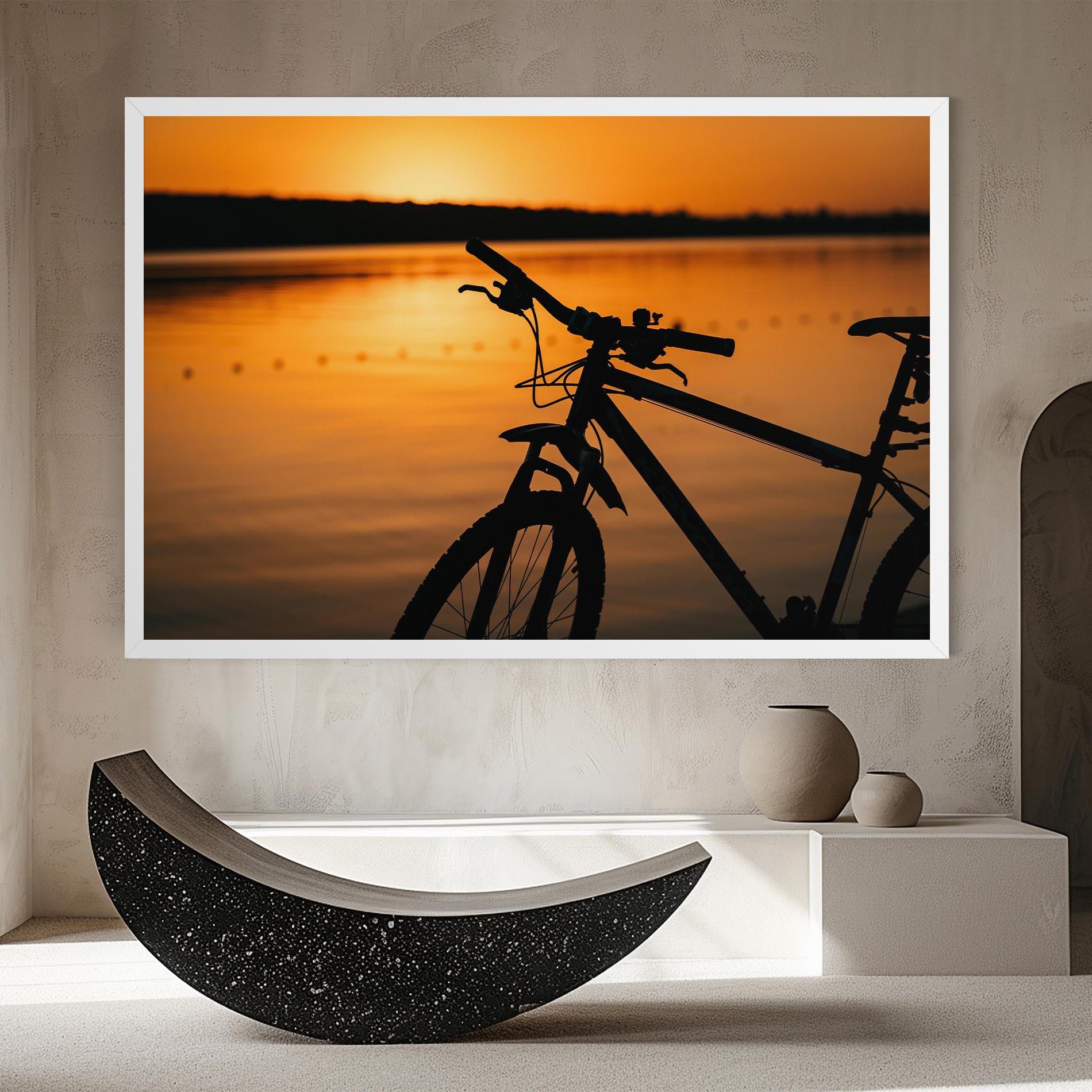 Tablou Canvas Sunset Lake Bike mockup 8