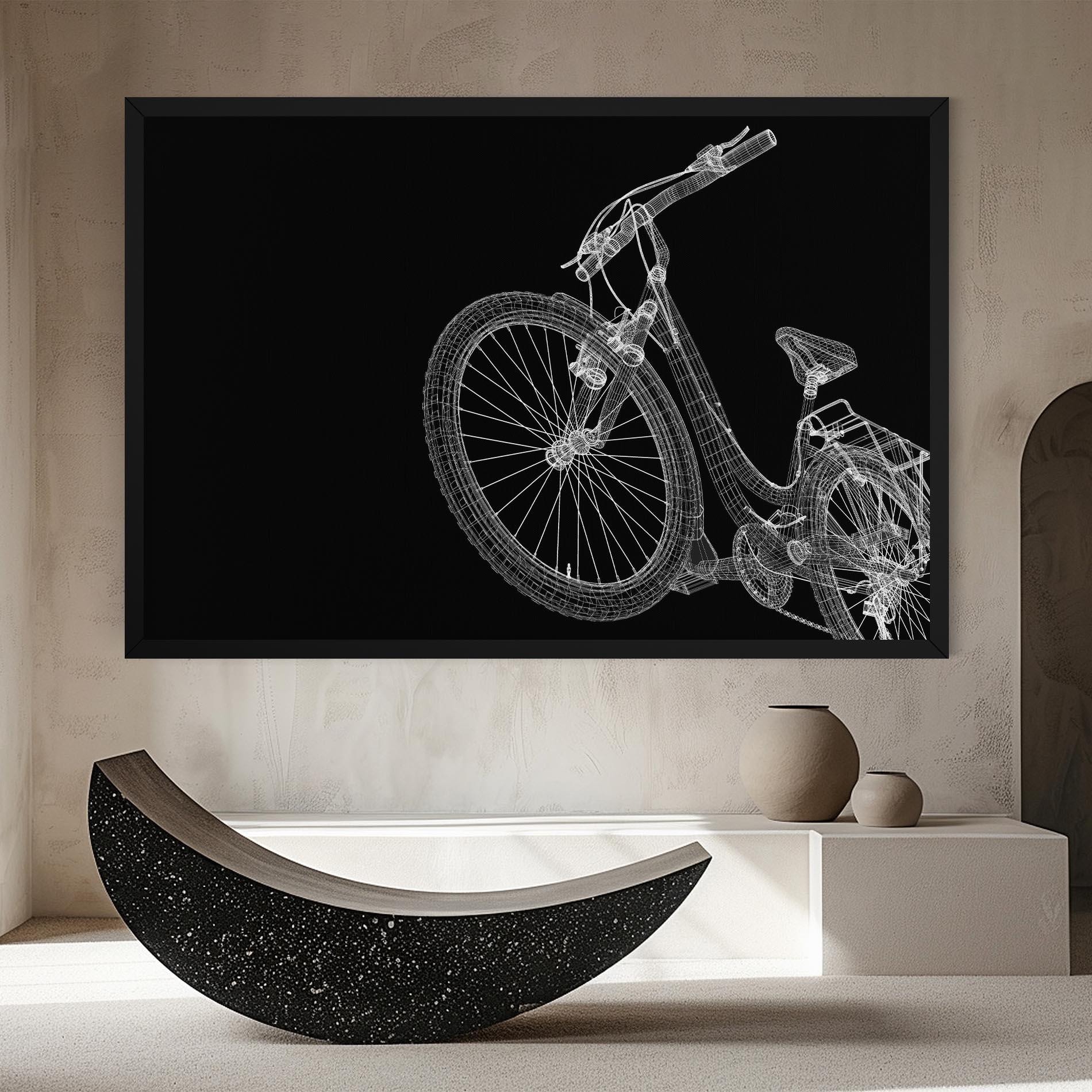 Tablou Canvas 3d Bike Model On Black mockup 8