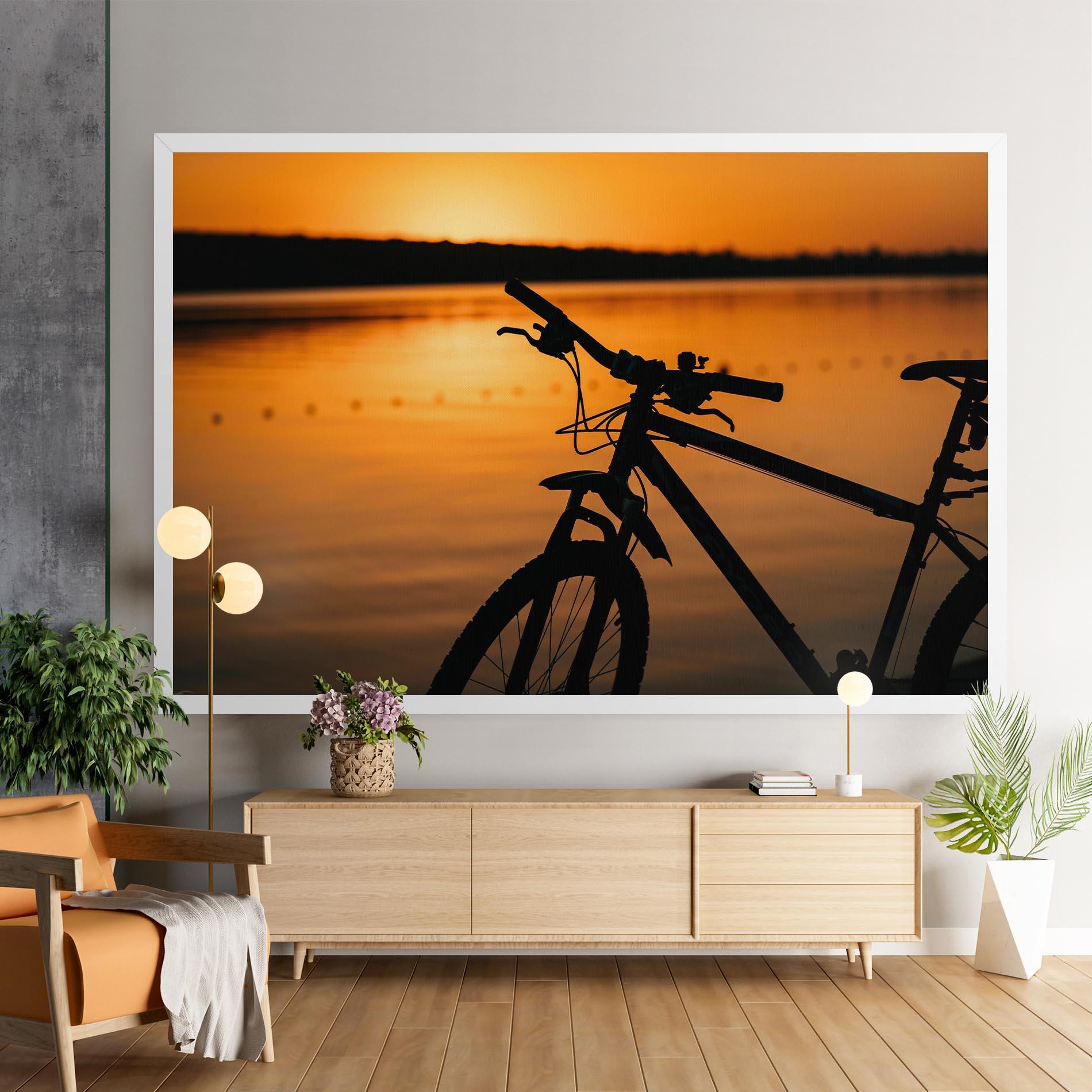 Tablou Canvas Sunset Lake Bike mockup 9