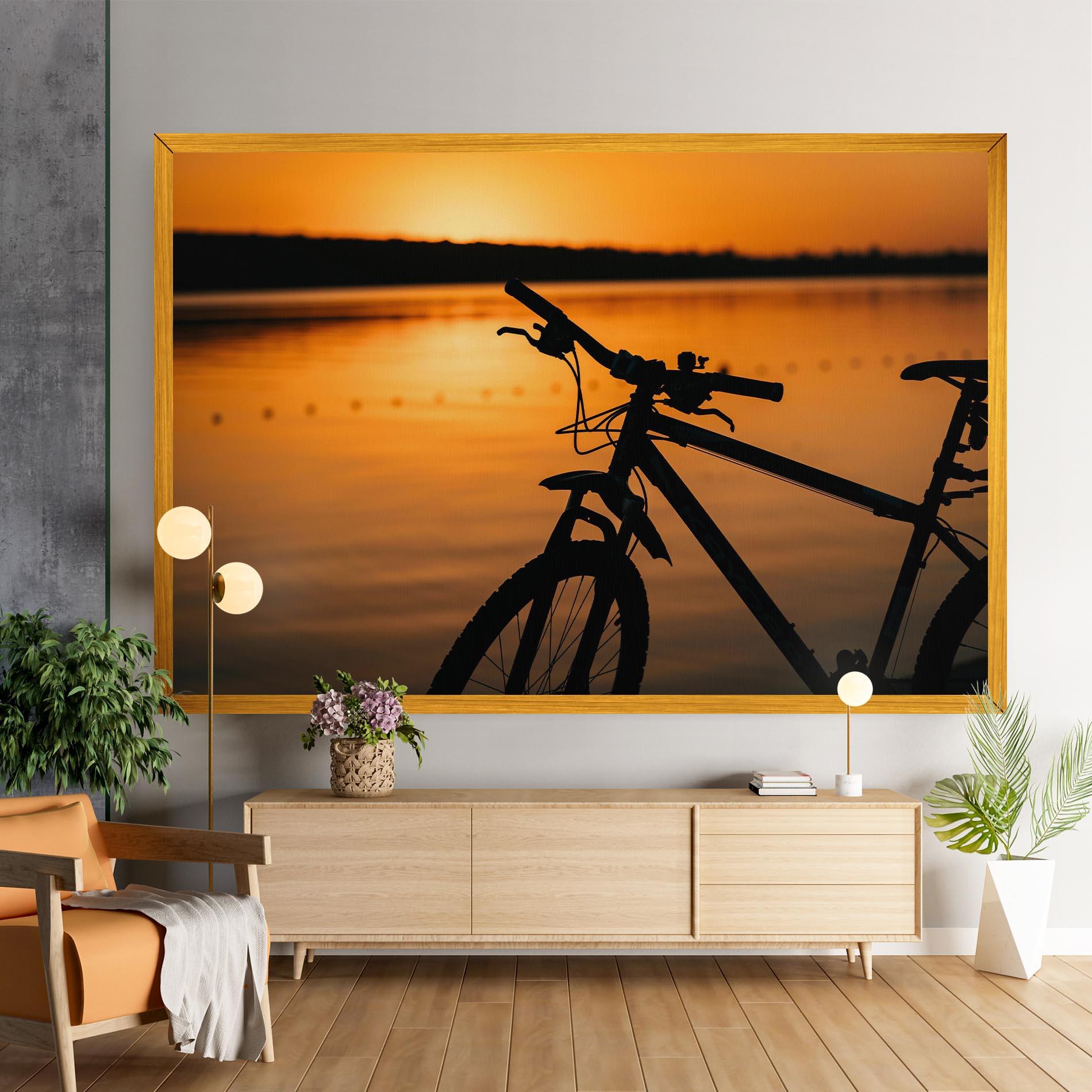 Tablou Canvas Sunset Lake Bike mockup 9