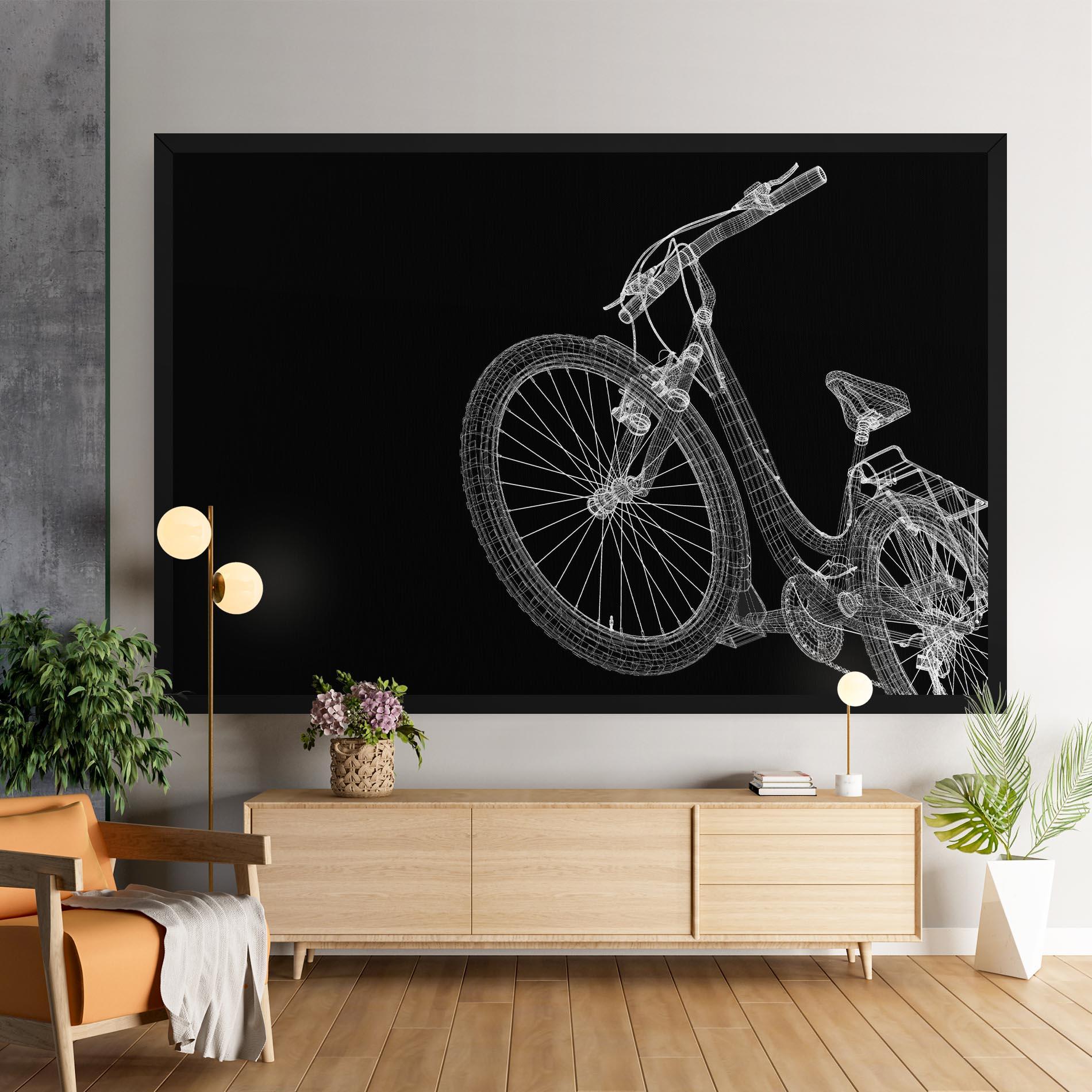 Tablou Canvas 3d Bike Model On Black mockup 9