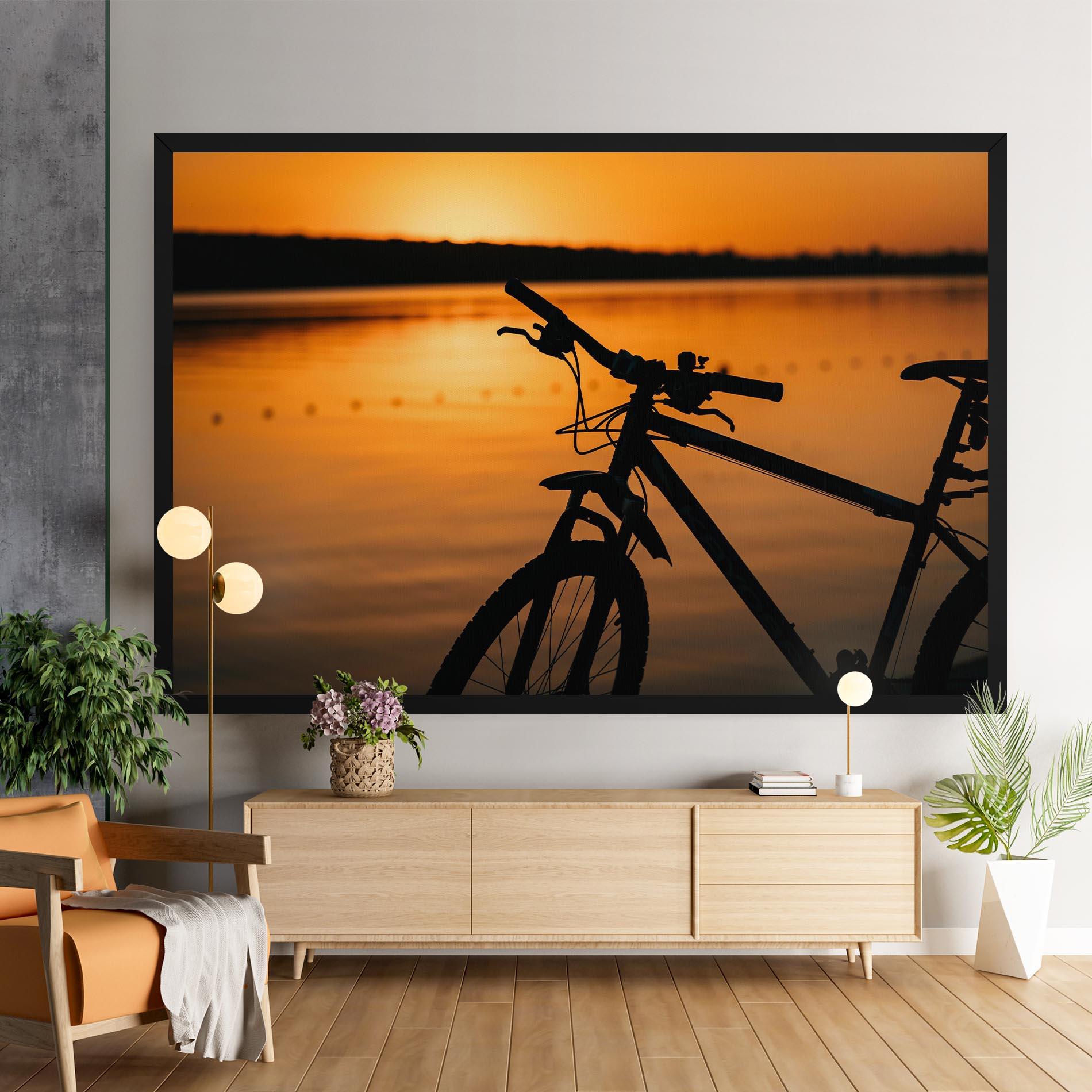 Tablou Canvas Sunset Lake Bike mockup 9