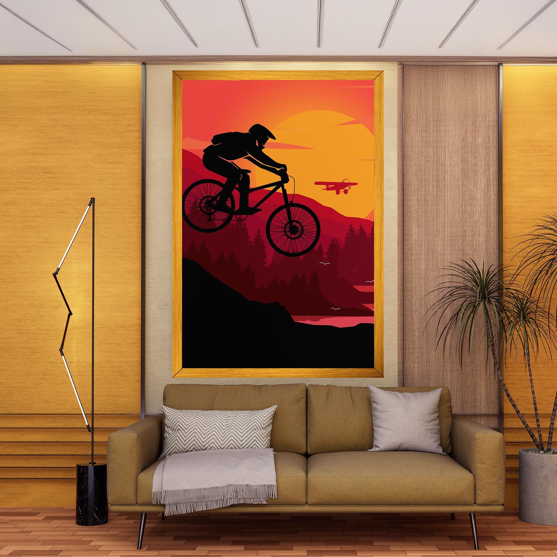 Tablou Canvas Mountain Bike Sunset mockup 9
