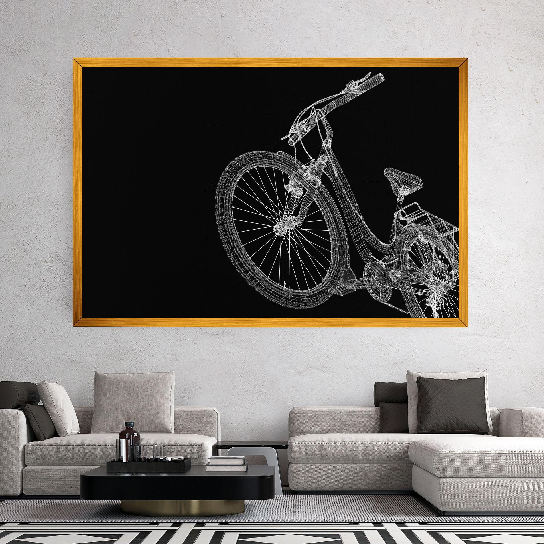 Tablou Canvas 3d Bike Model On Black mockup 2