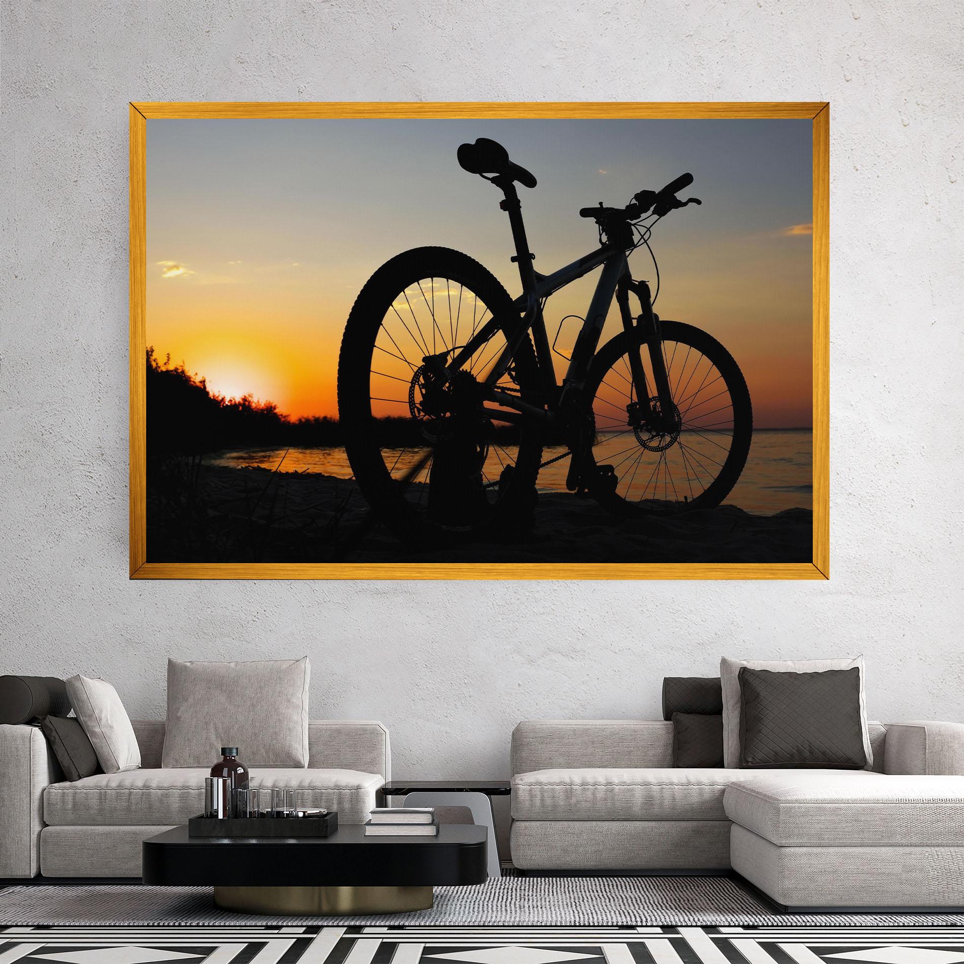 Tablou Canvas Beach Bike Silhouette mockup 2