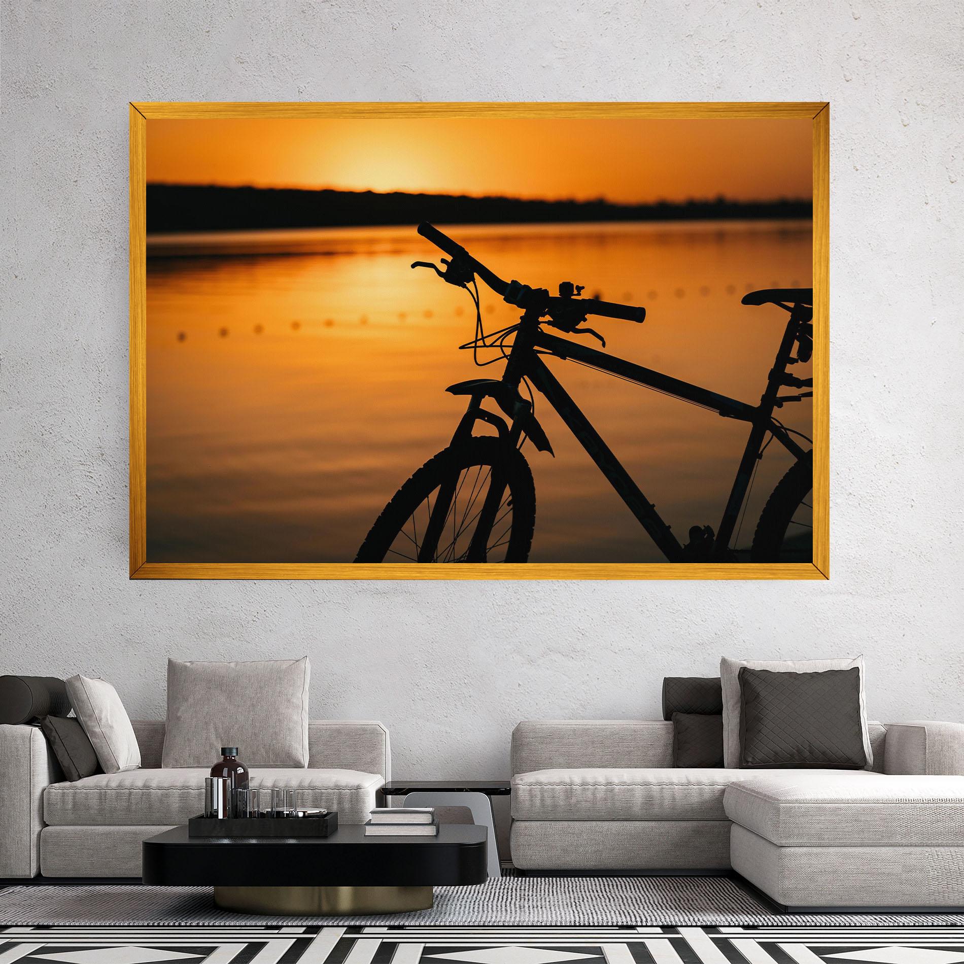 Tablou Canvas Sunset Lake Bike mockup 2