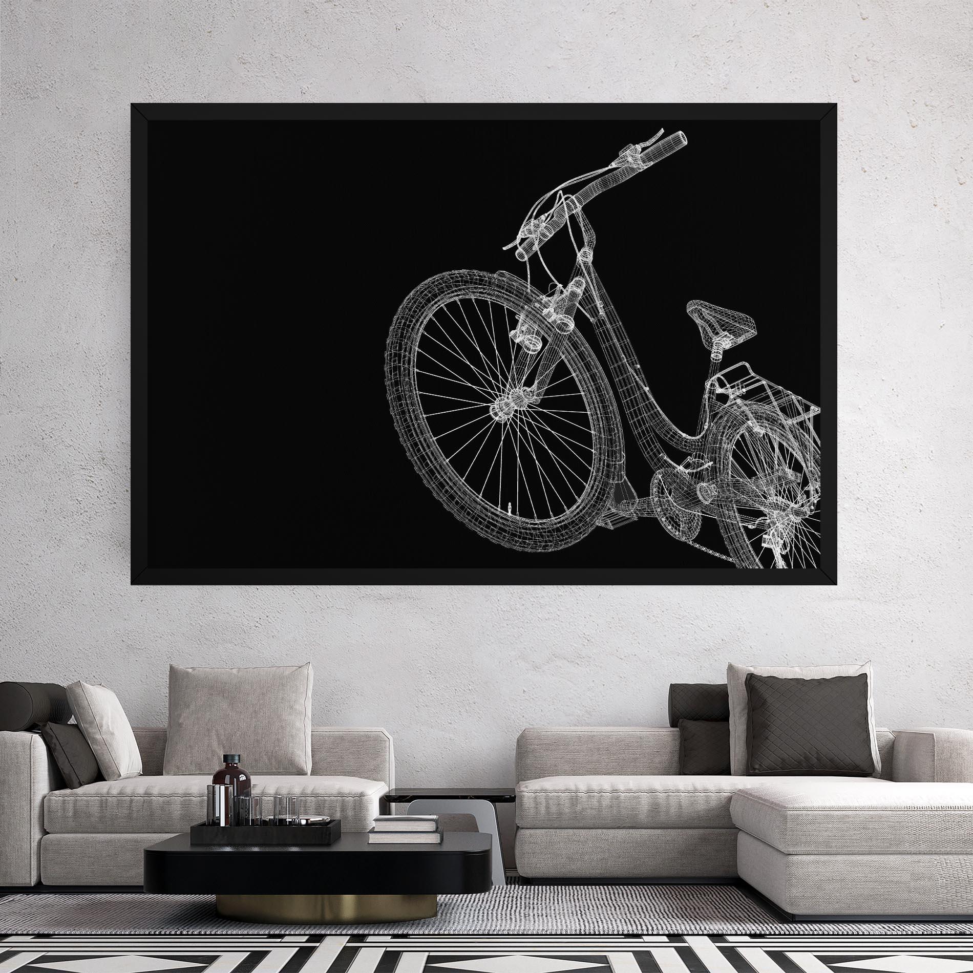 Tablou Canvas 3d Bike Model On Black mockup 2