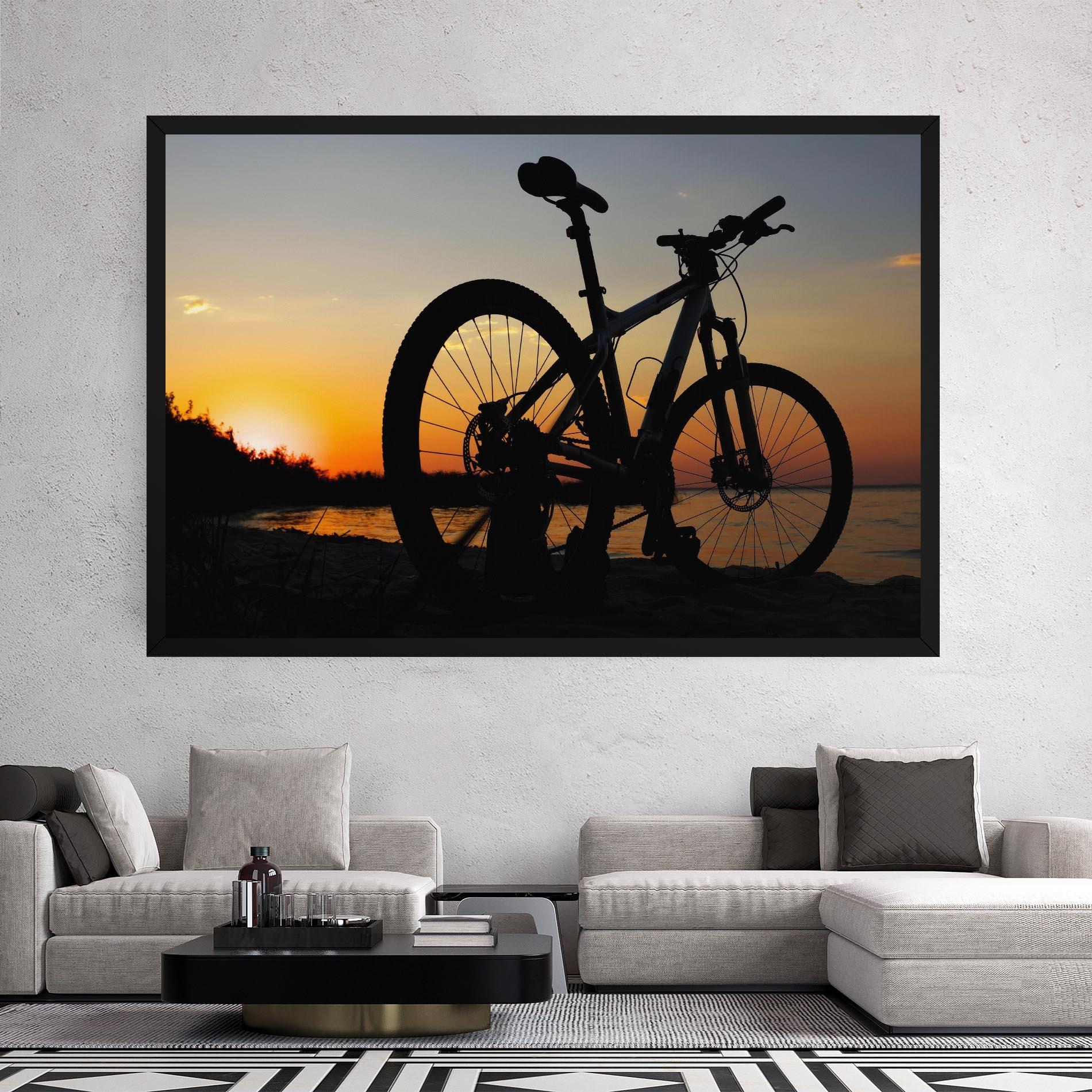 Tablou Canvas Beach Bike Silhouette mockup 2