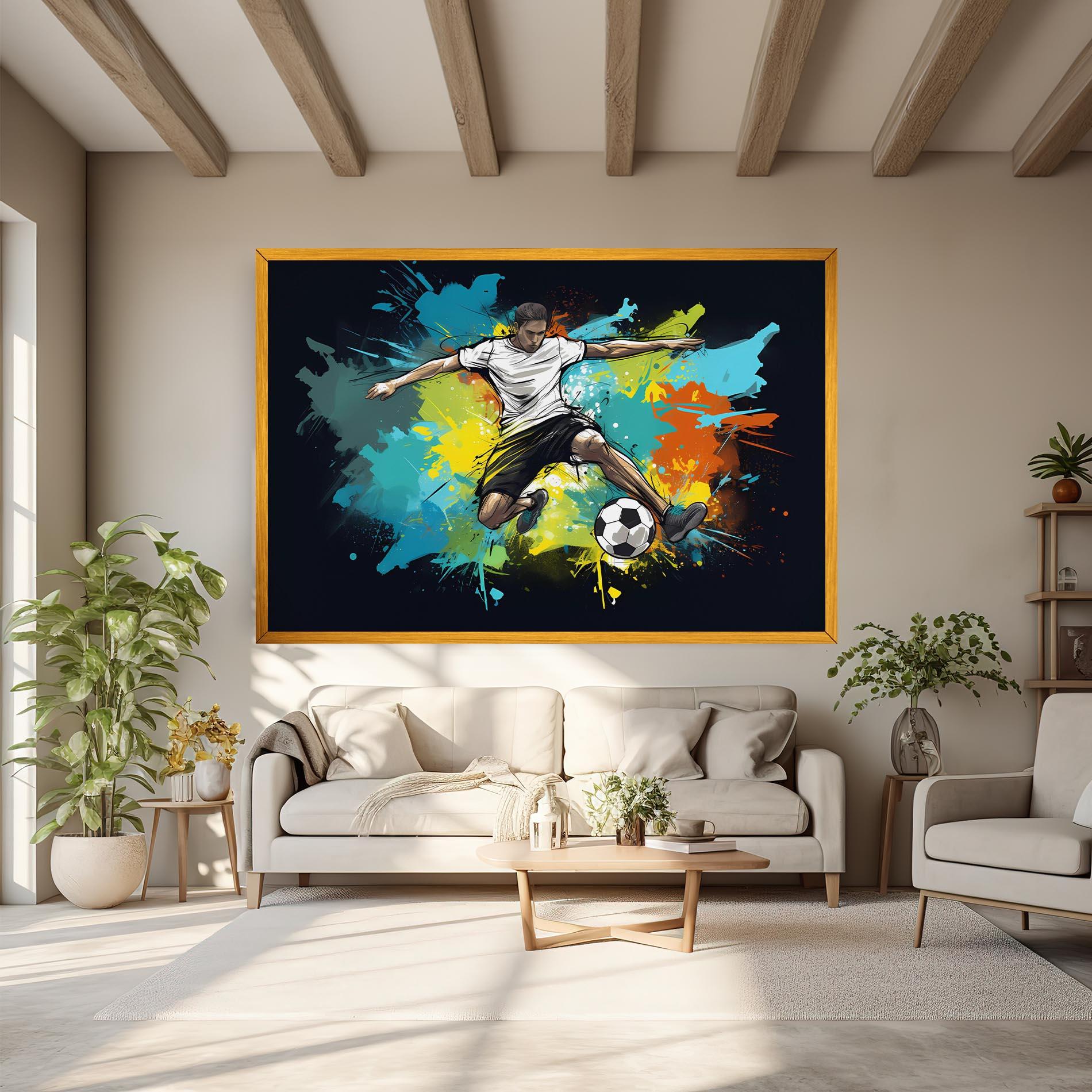 Tablou Canvas Green Paint Football Player mockup 6