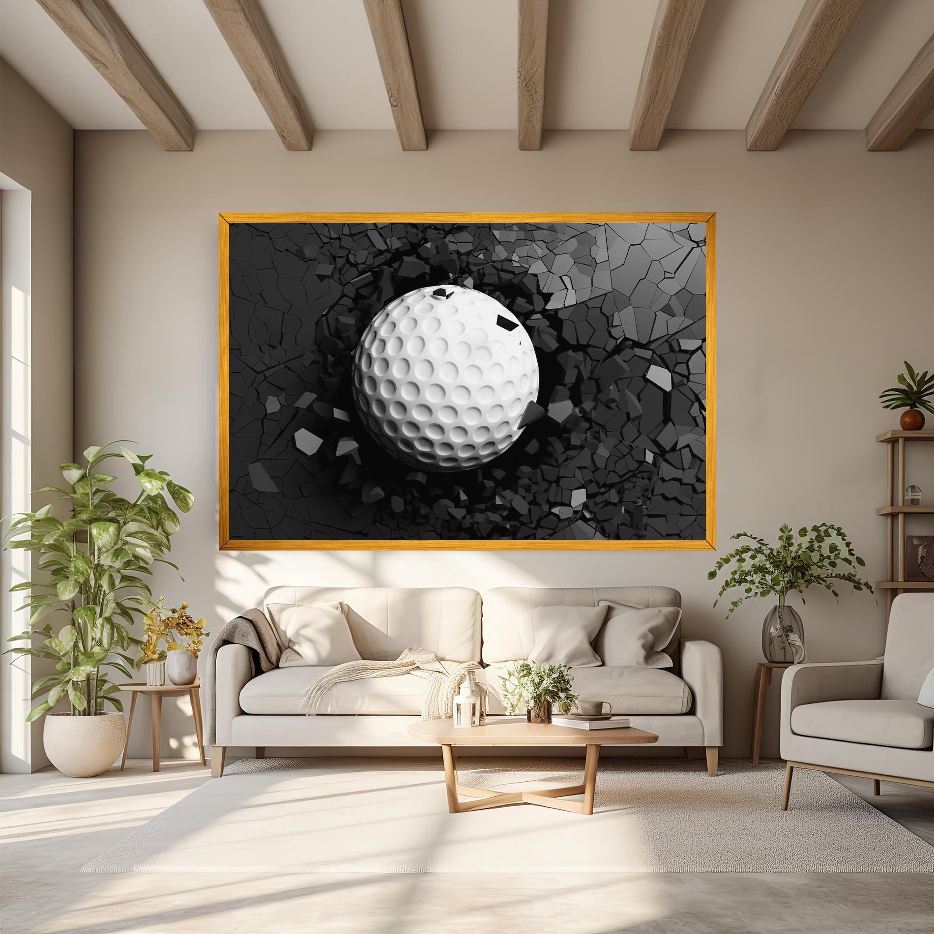 Tablou Canvas Black Wall Golf Ball mockup 6