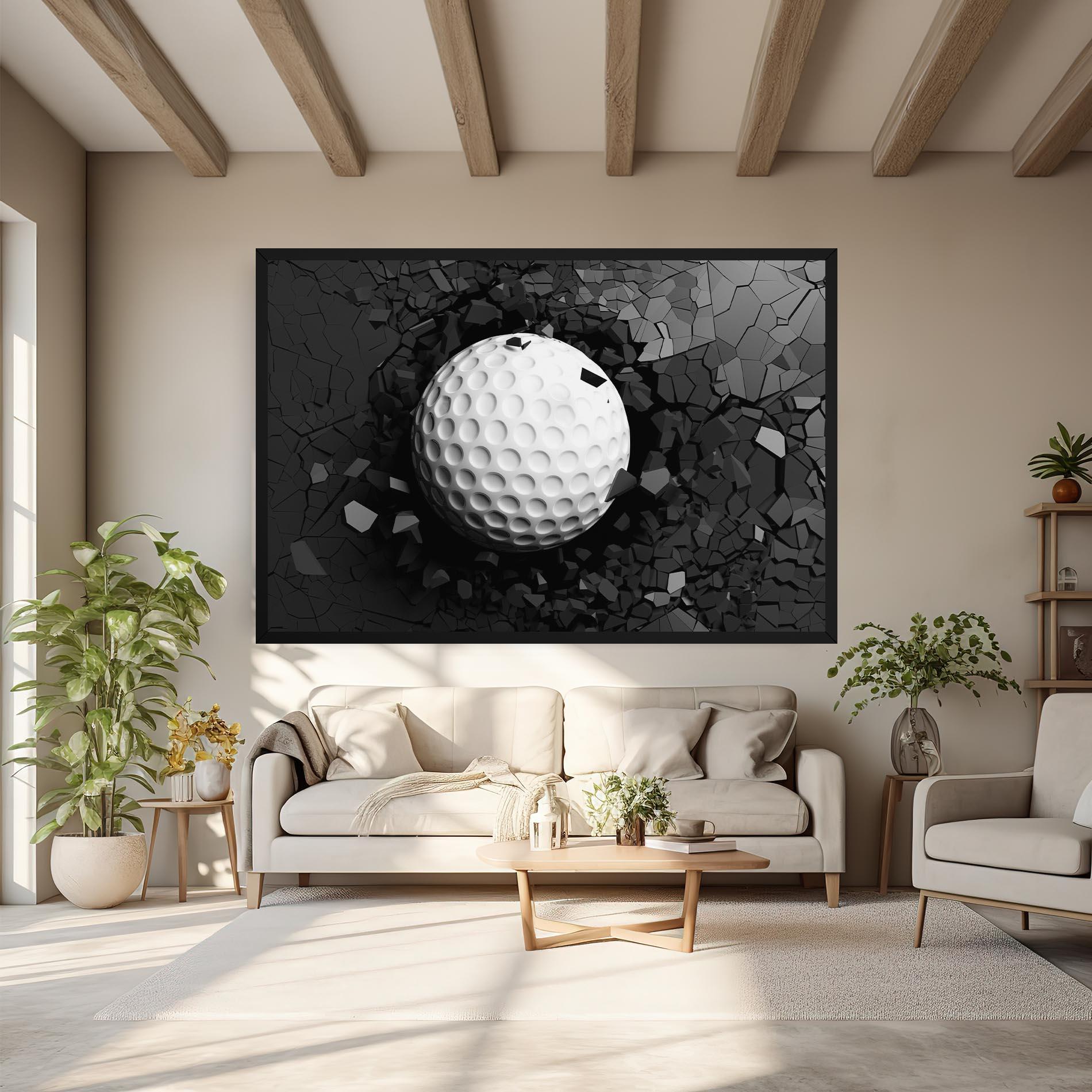Tablou Canvas Black Wall Golf Ball mockup 6