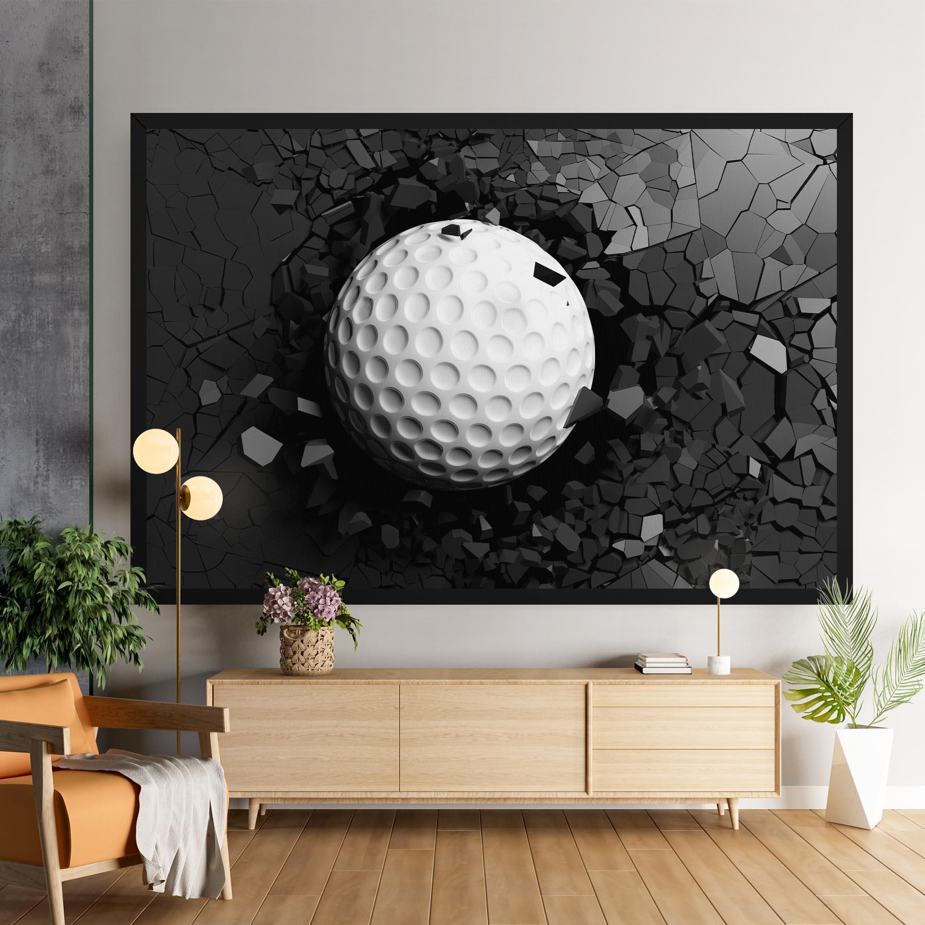 Tablou Canvas Black Wall Golf Ball mockup 9