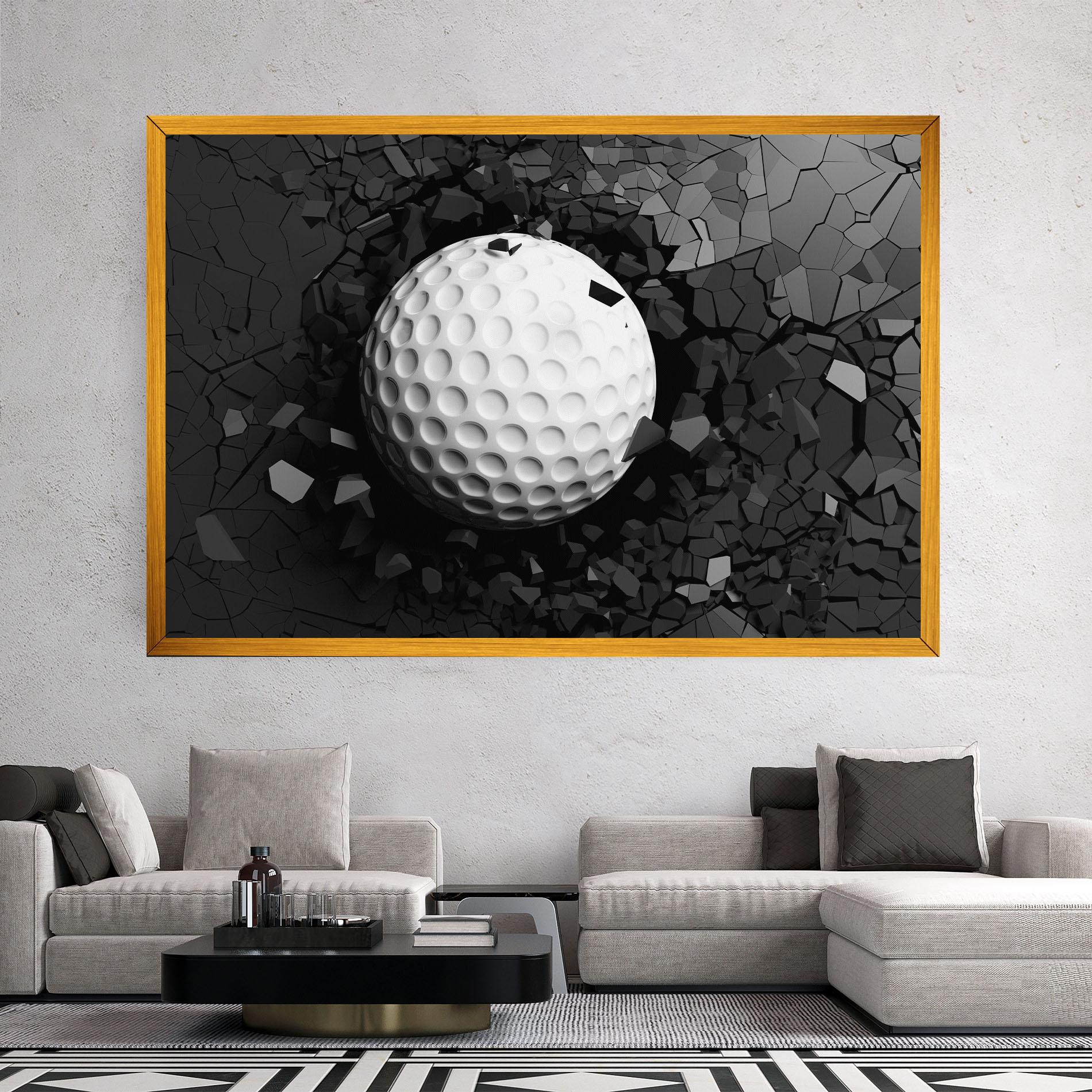Tablou Canvas Black Wall Golf Ball mockup 2