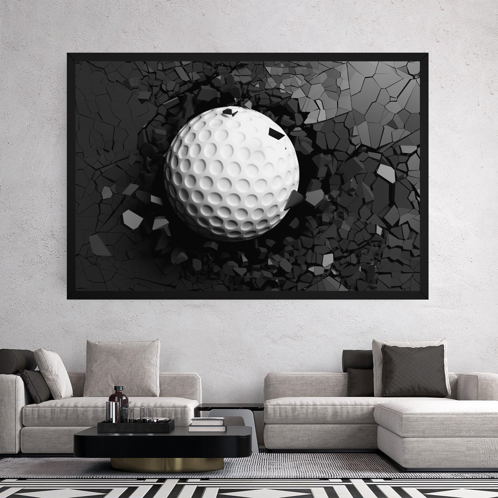 Tablou Canvas Black Wall Golf Ball mockup 2
