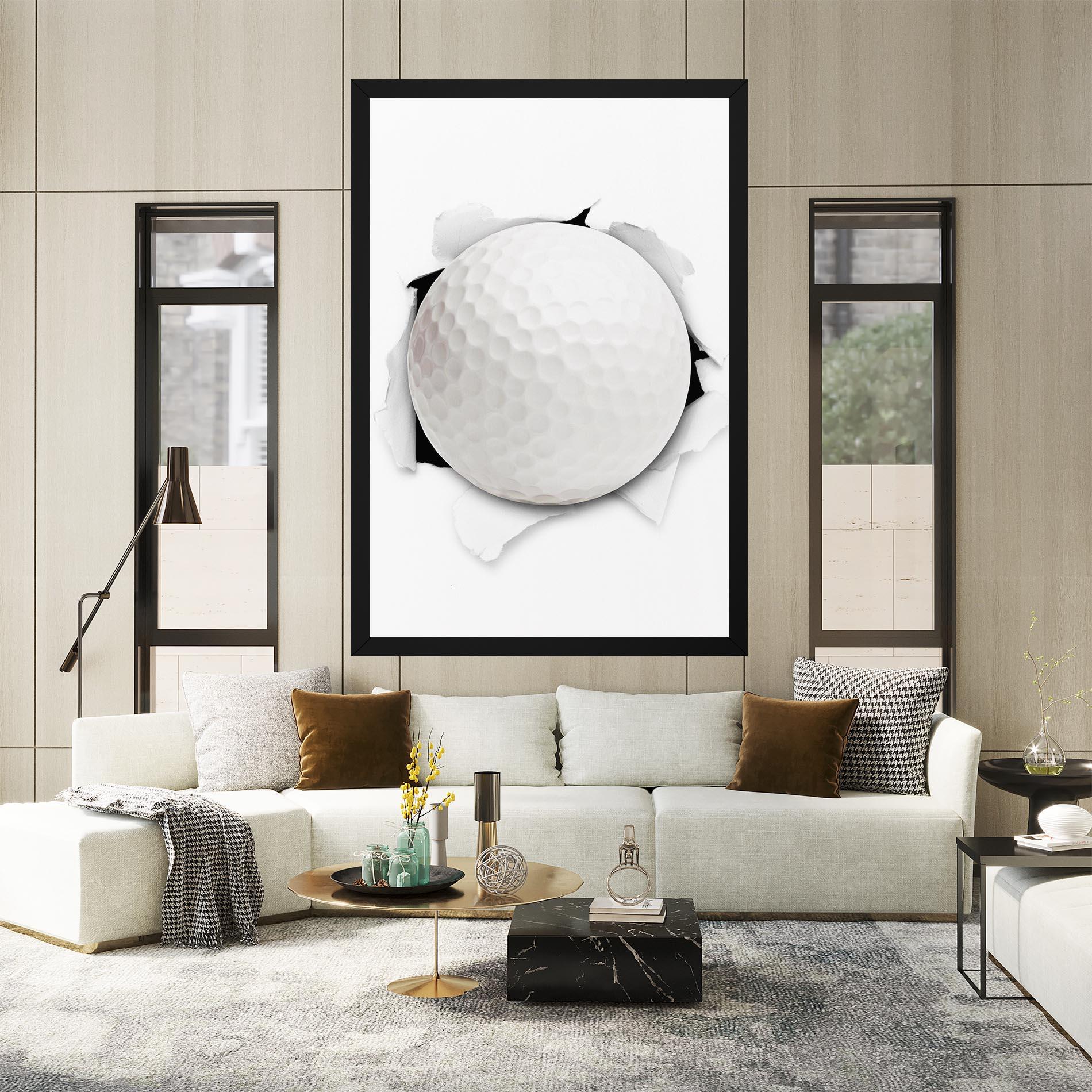 Tablou Canvas Golf Ball Bursting Hole mockup 2