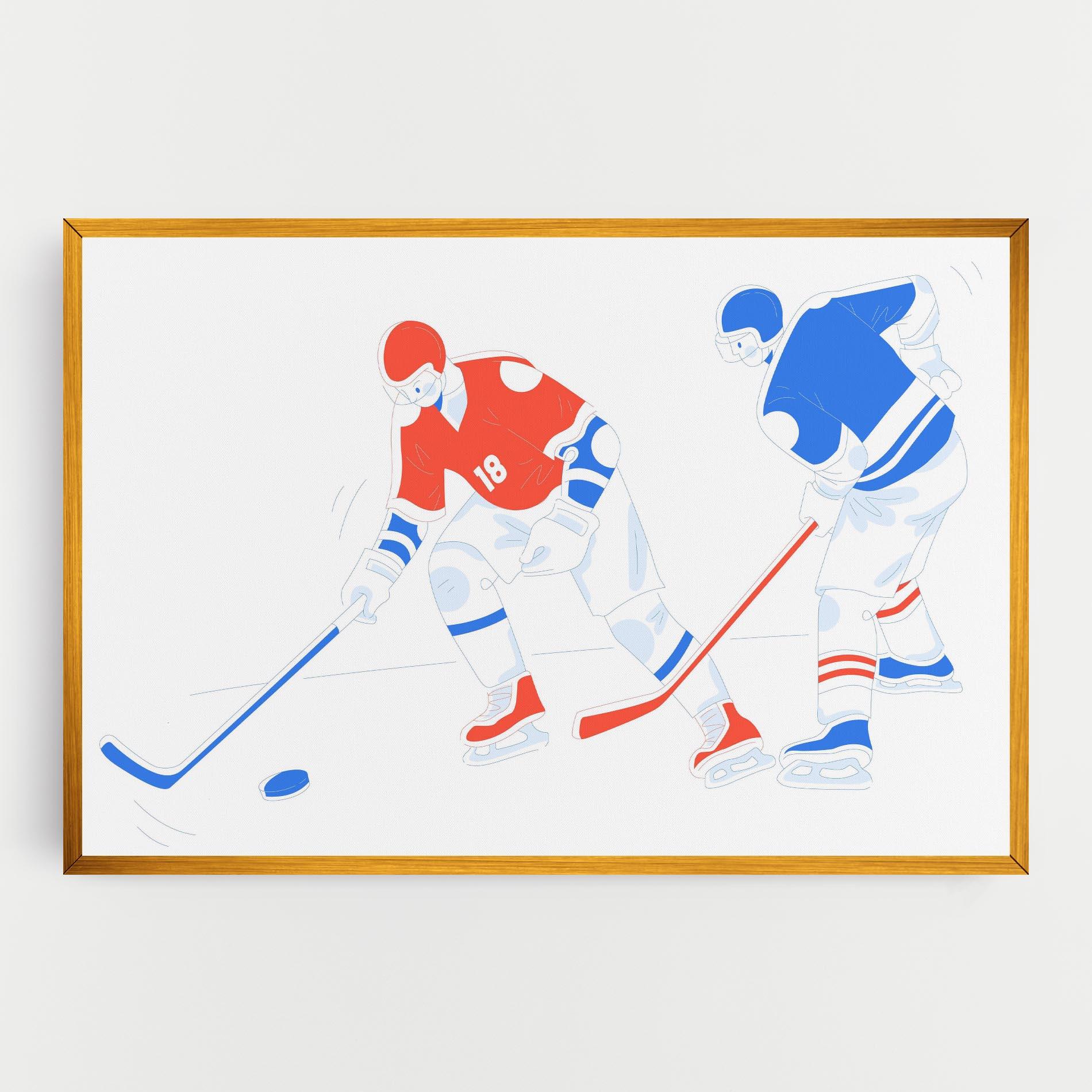 Tablou Canvas Orange Blue Hockey mockup 0