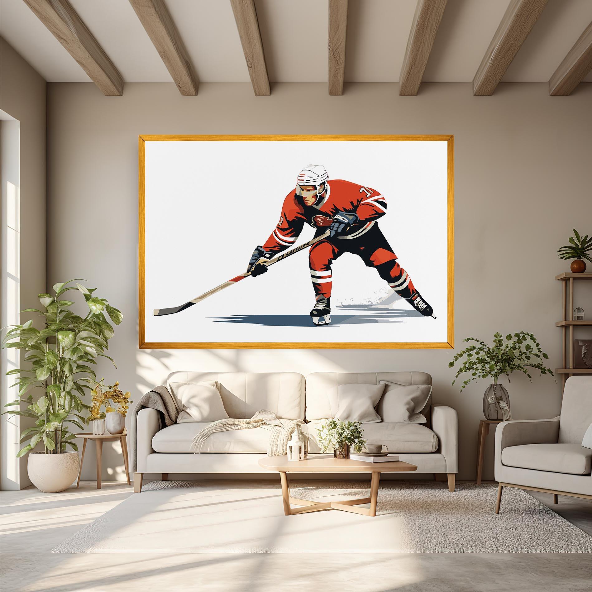 Tablou Canvas Hockey Orange Player mockup 6