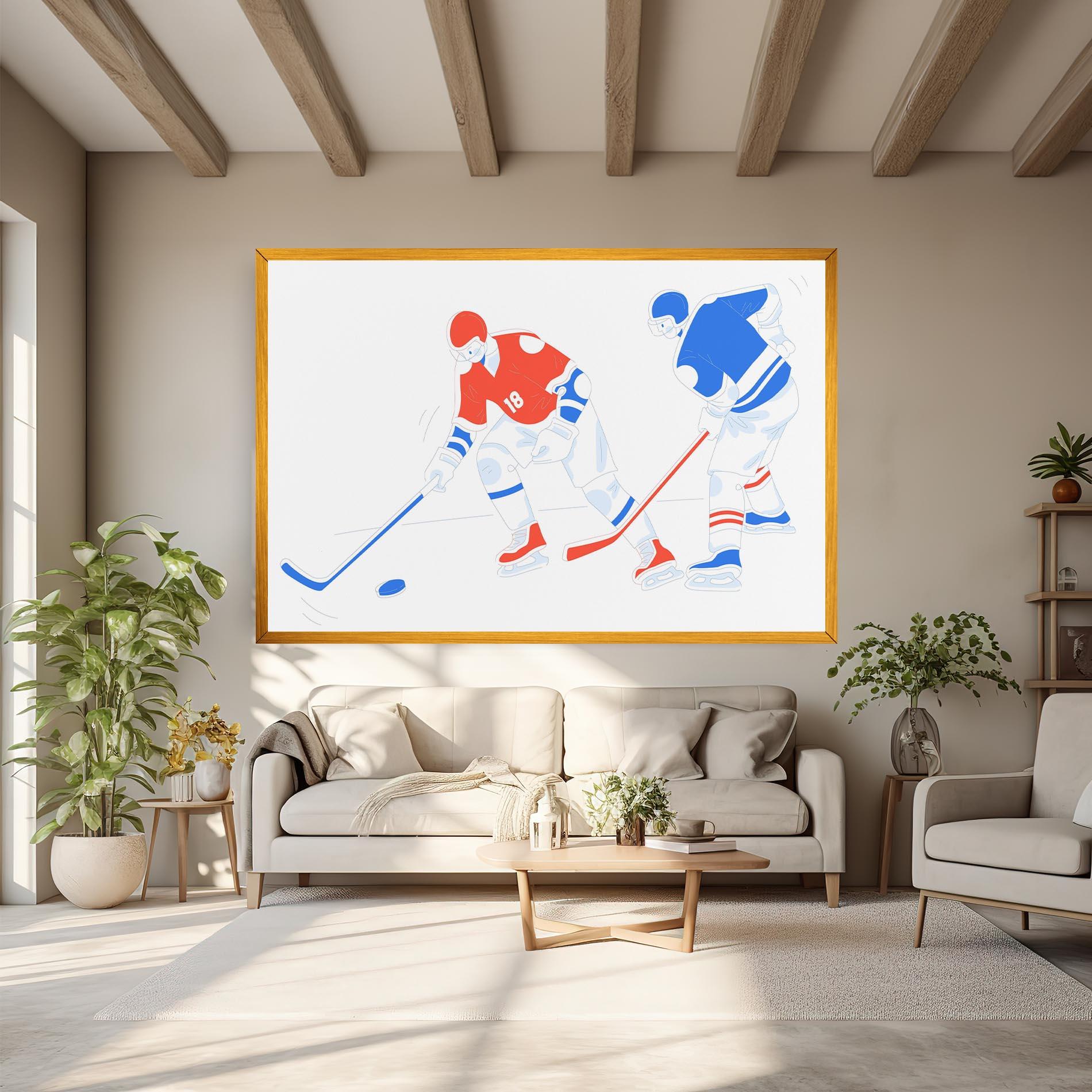 Tablou Canvas Orange Blue Hockey mockup 6
